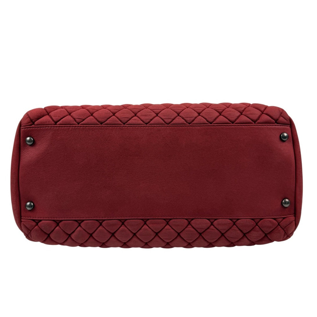 Chanel Just Mademoiselle Large Bowling Bag in Pink Quilted Nubuck Leather