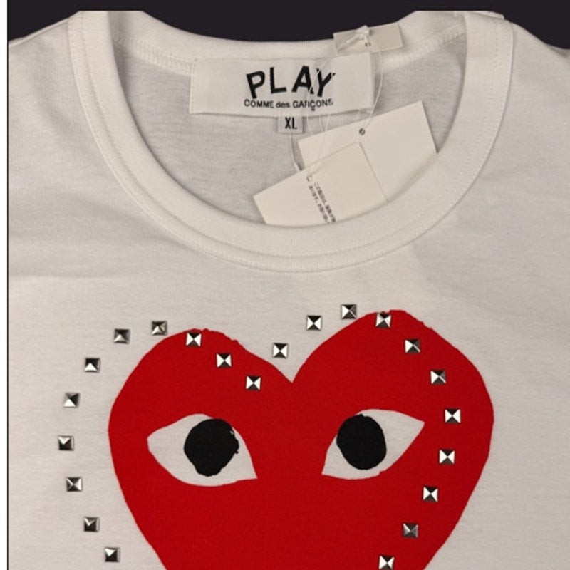 Comme des Garçons PLAY studded heart t-shirt in white Unisex XL NWT
