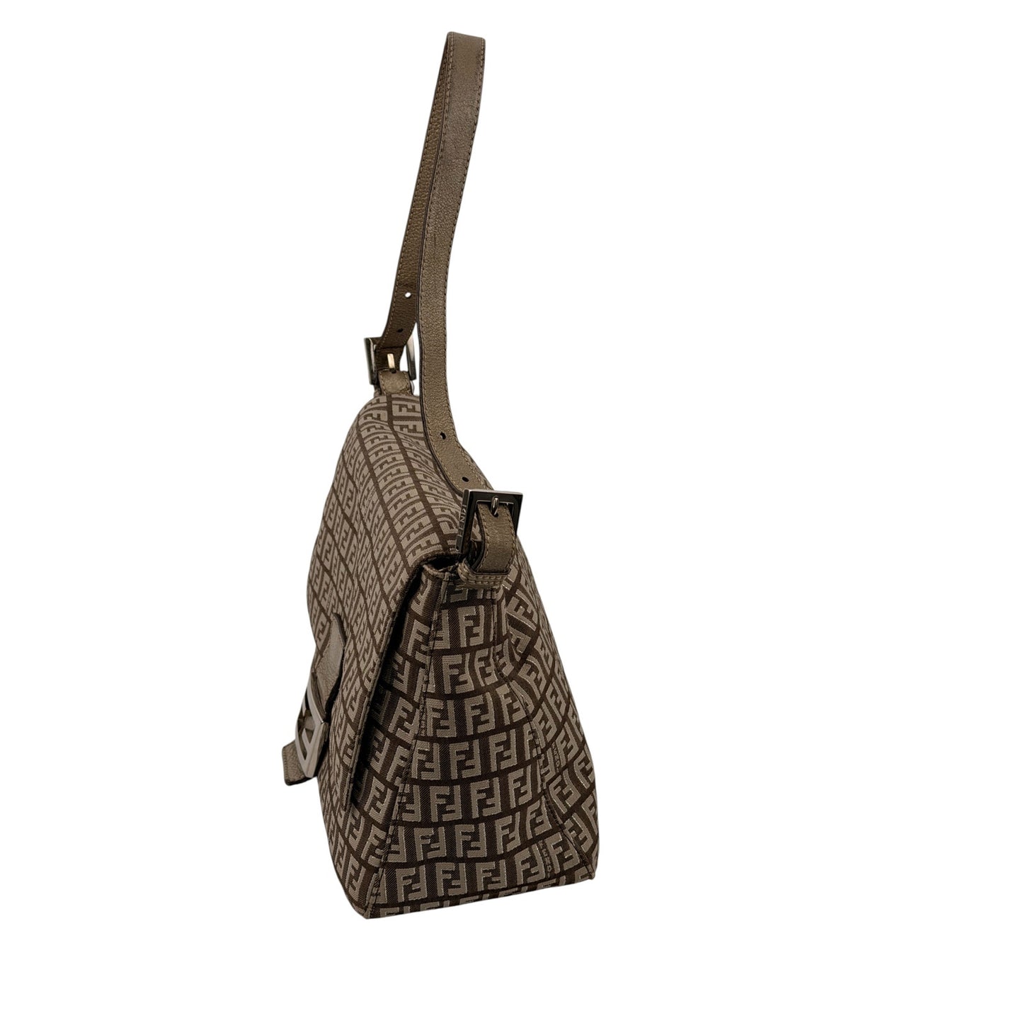 Fendi Beige/Brown Zucchino Fabric and Leather Mama Baguette Bag