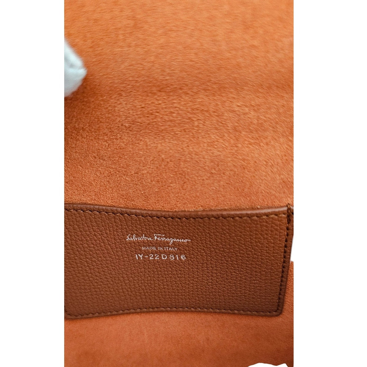 Salvatore Ferragamo Brown Pebbled Leather Clutch Bag