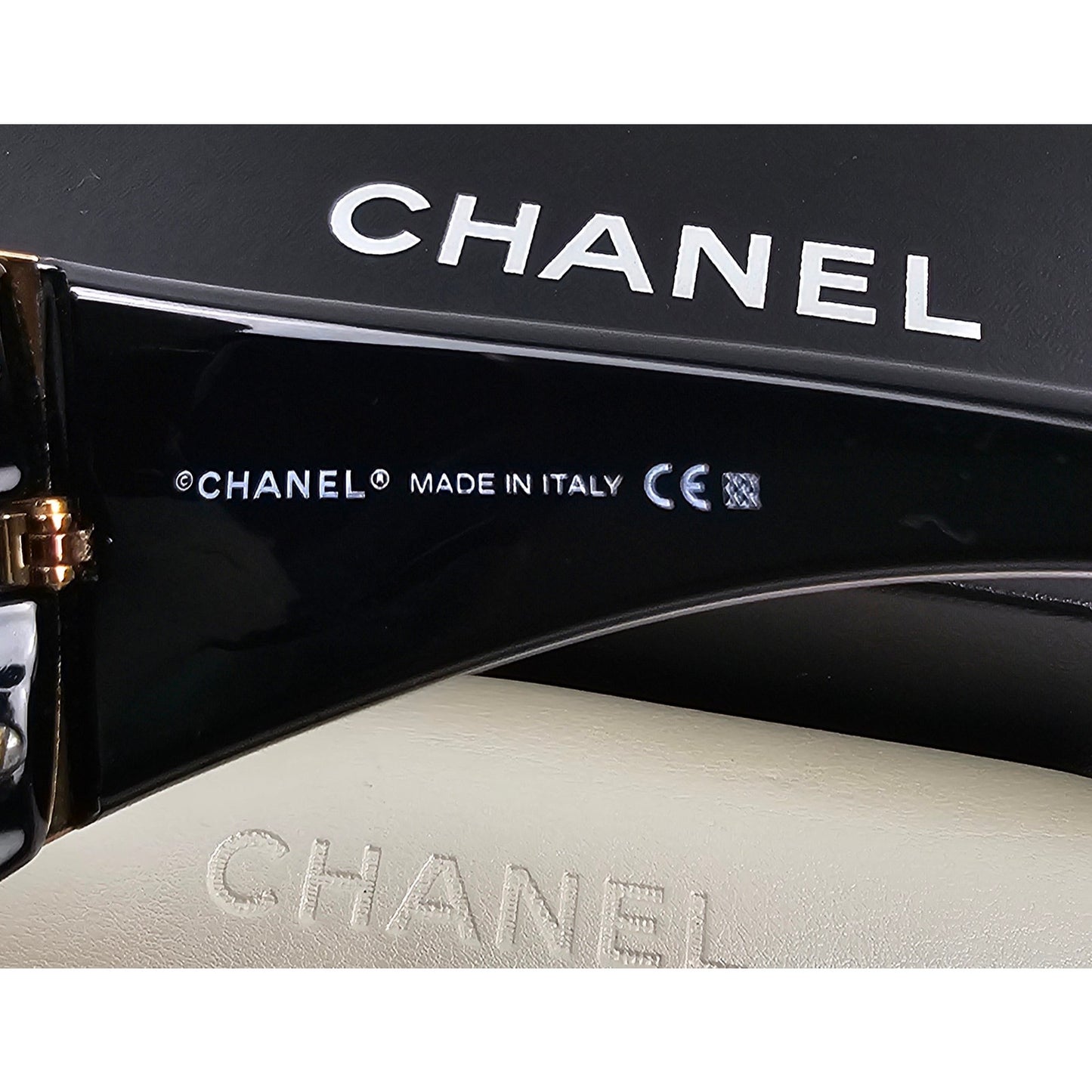 Chanel black 6009 Shield Sunglasses with gold detail