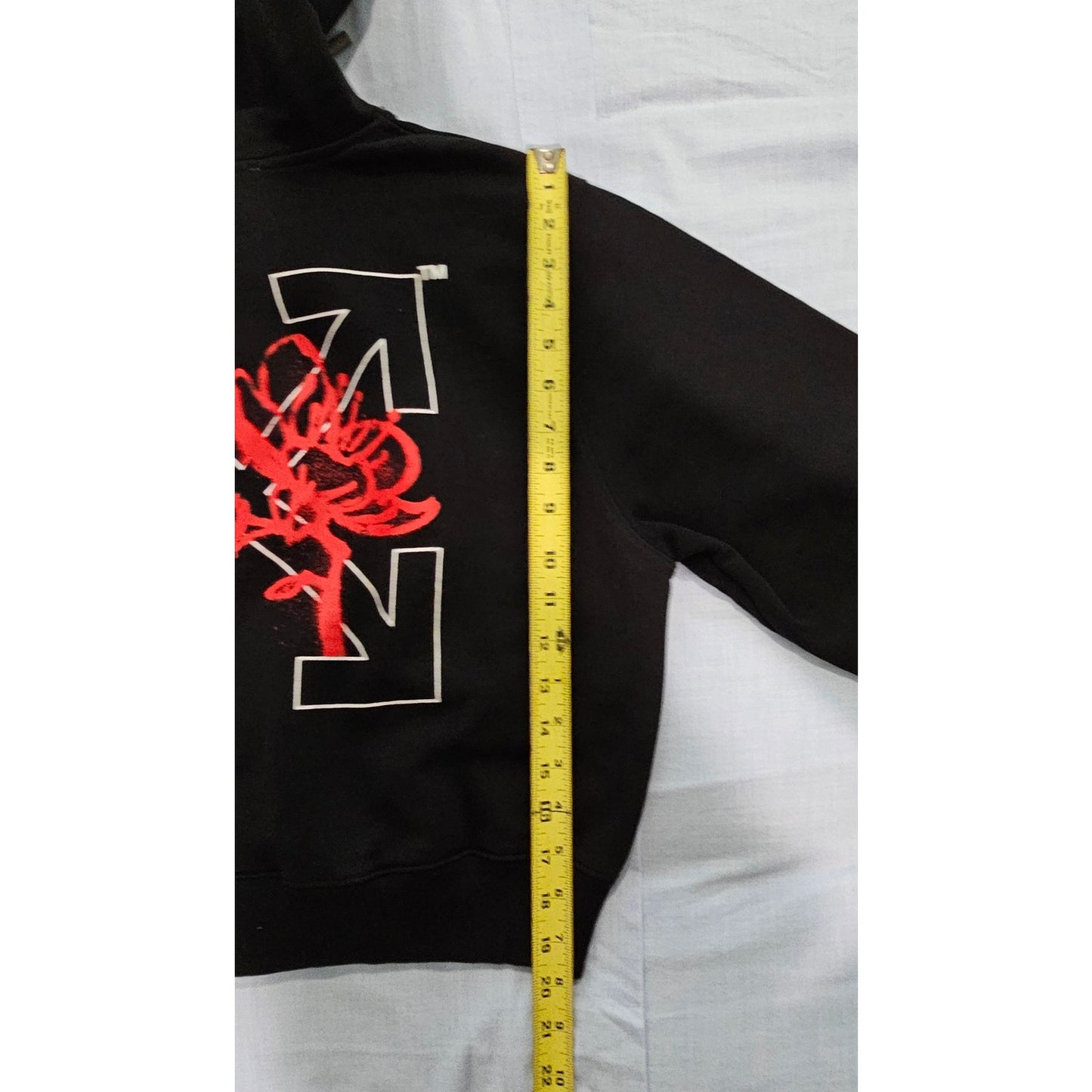 Off White Black Hoodie with Red Floral Design NWT S
