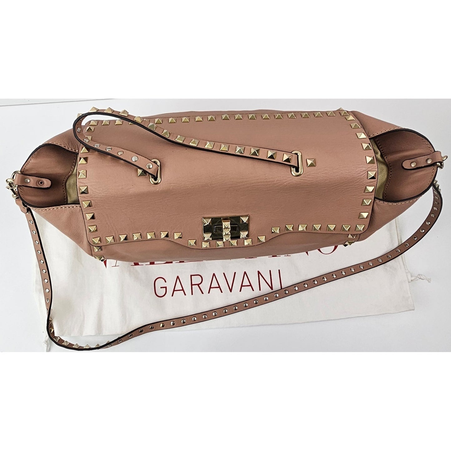 Valentino Taupe Leather Rockstud Crossbody Bag