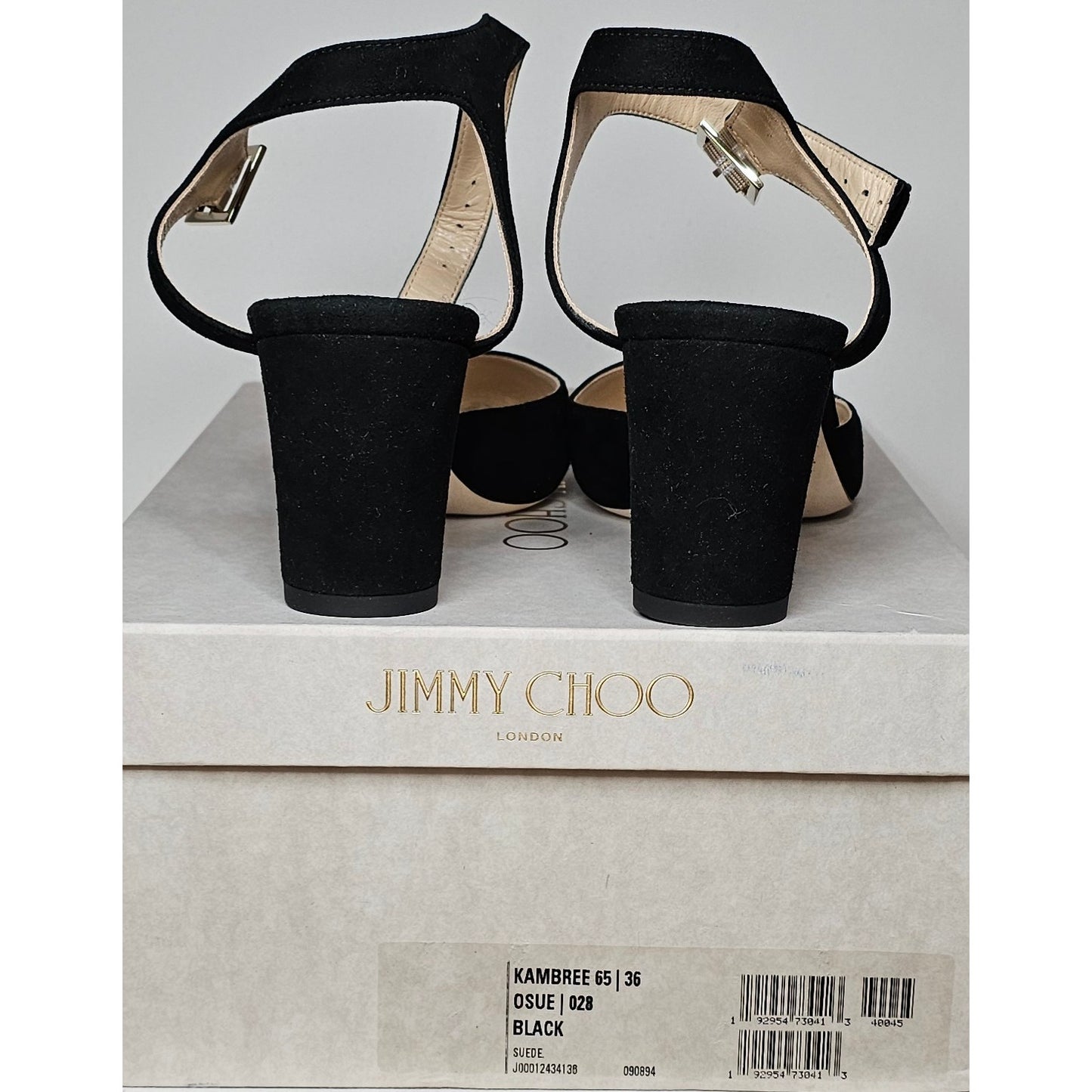 Jimmy Choo Black Suede Block Heels Ankle Strap Pointed Toe Shoes Size 36
