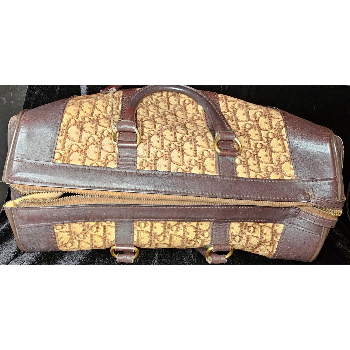 CHRISTIAN DIOR 1960s RARE Early Oblique Monogram Box Travel Bag