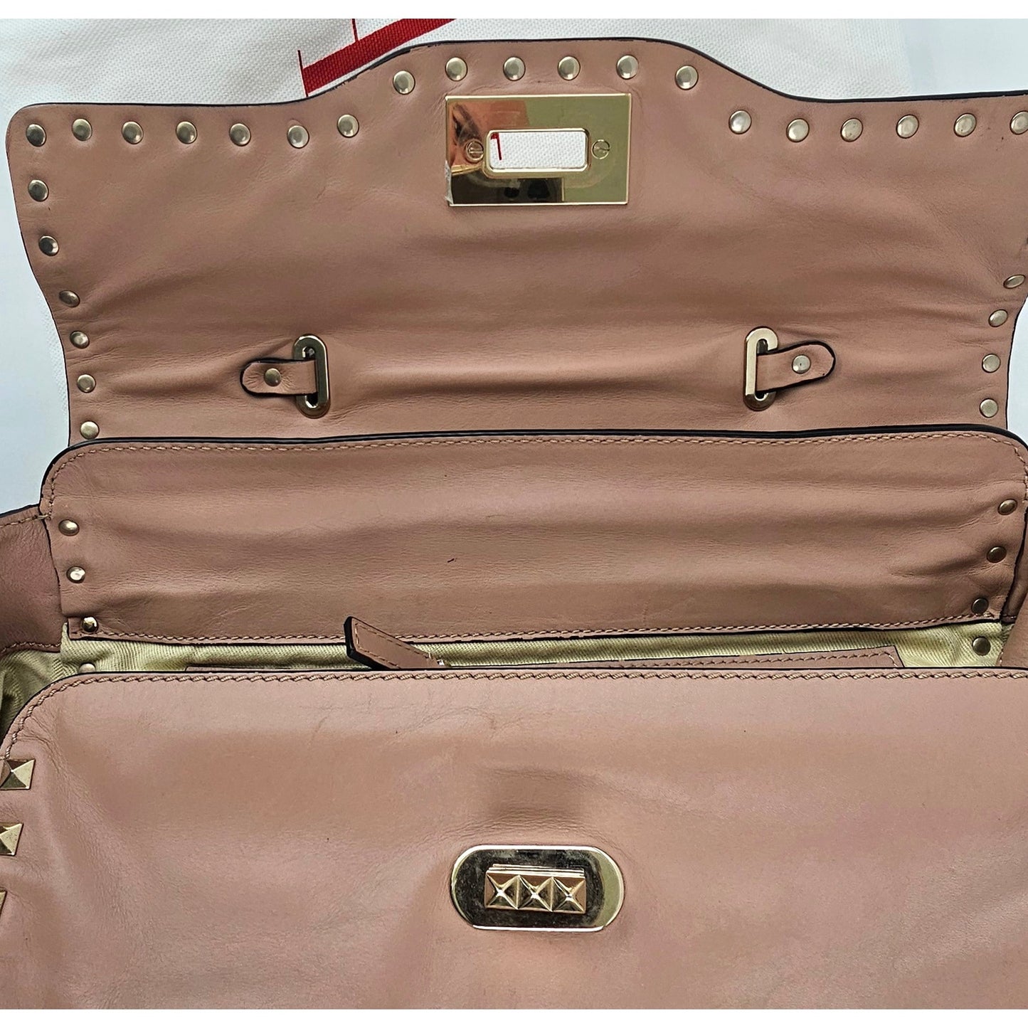 Valentino Taupe Leather Rockstud Crossbody Bag