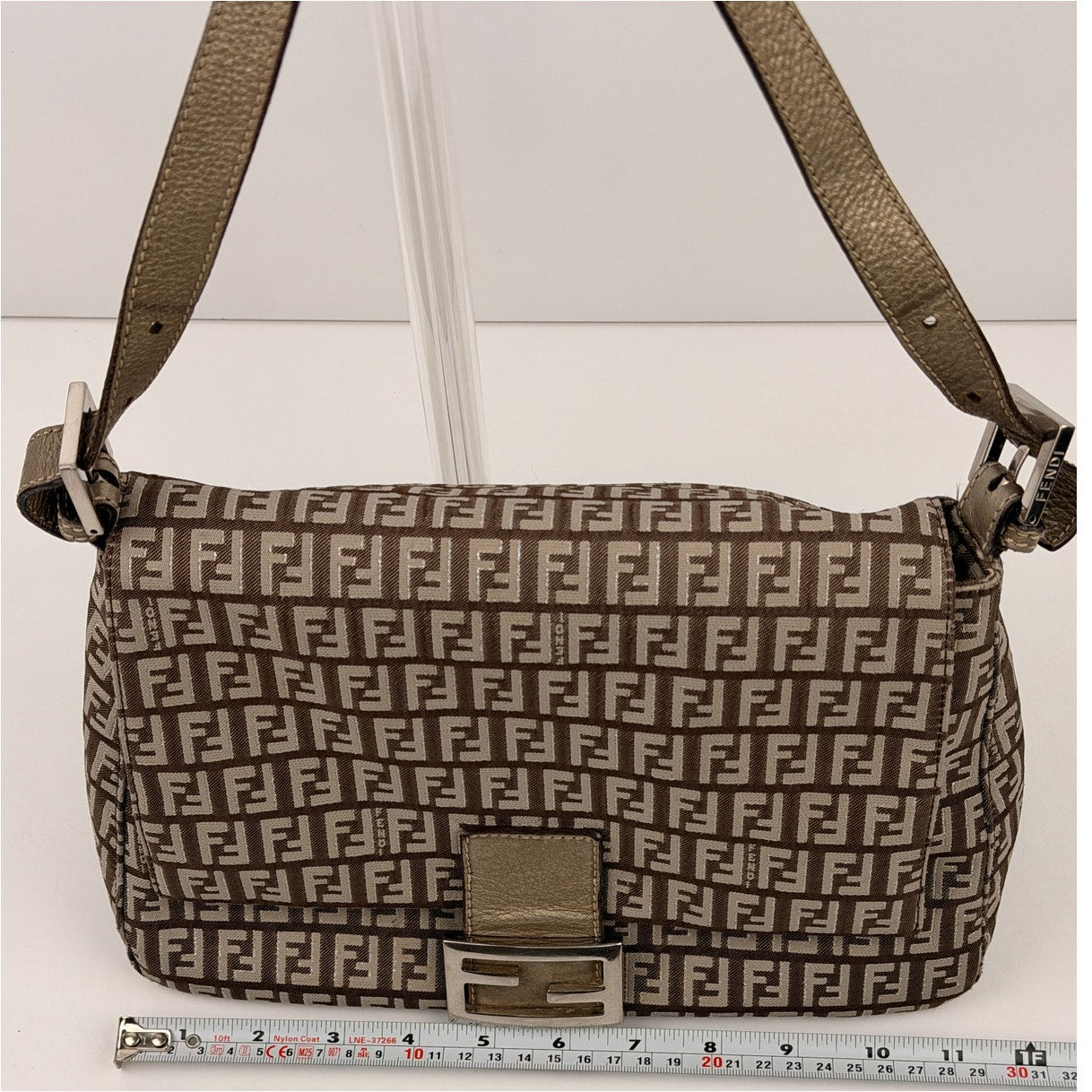 Fendi Beige/Brown Zucchino Fabric and Leather Mama Baguette Bag