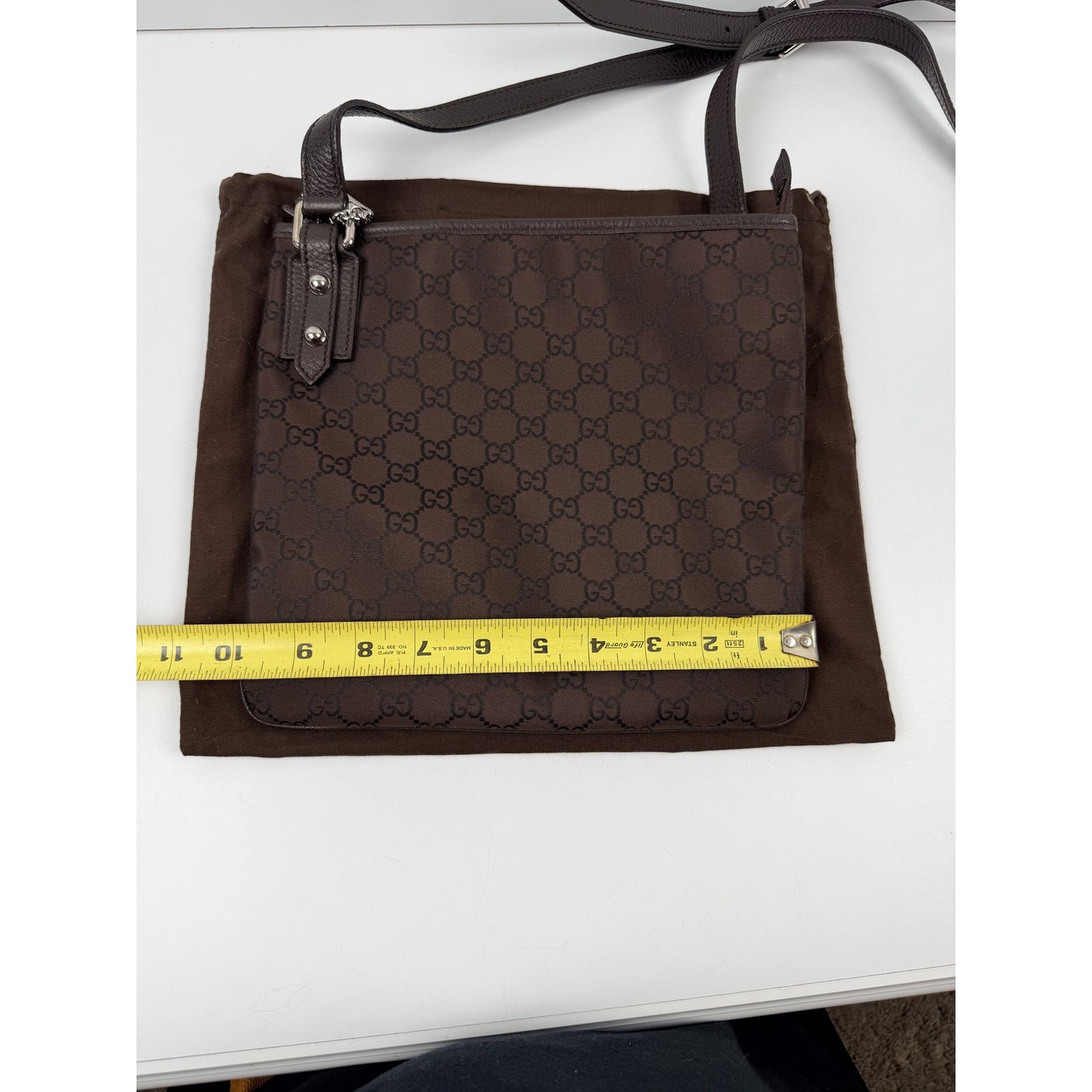 Gucci Monogram Jolicoeur Charm Messenger Crossbody brown bag
