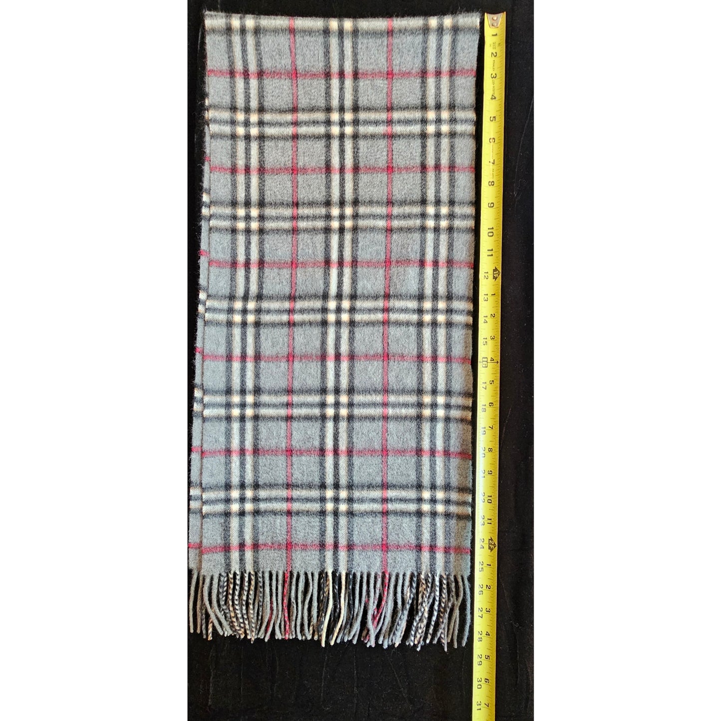 BURBERRYs of London 100% Cashmere Scarf Shawl Nova Check Light Grey