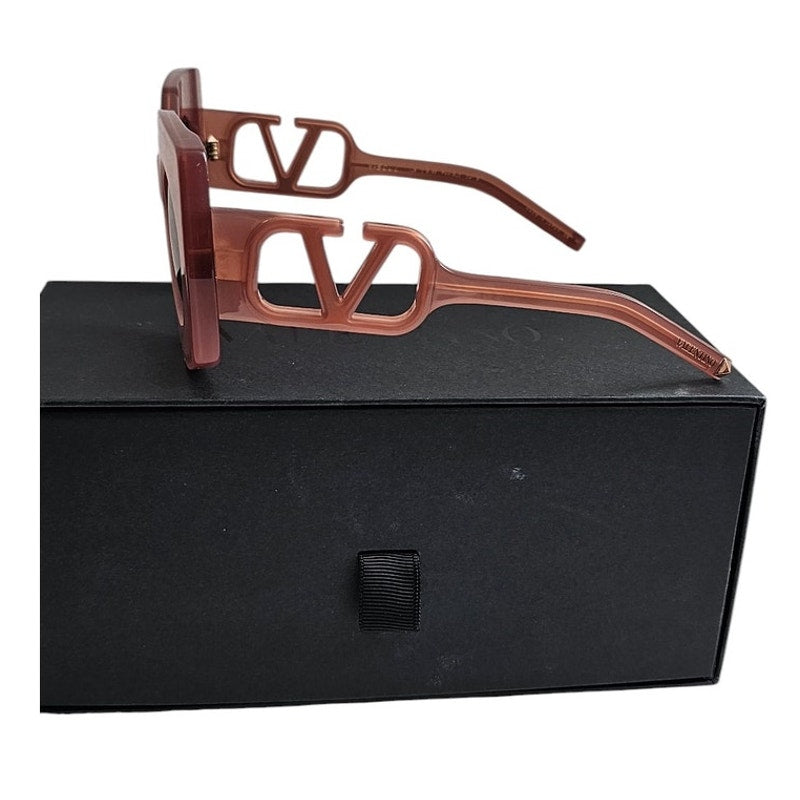 Valentino Garavani V-Soul butterfly sunglasses in powder pink Japanese acetate with gradient lenses and rose gold titanium details