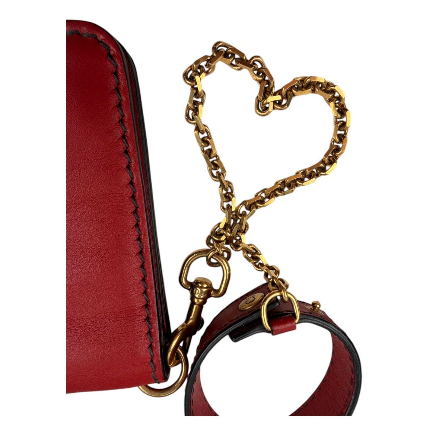 Dior Dioramour Red Clutch with Chained Wristlet