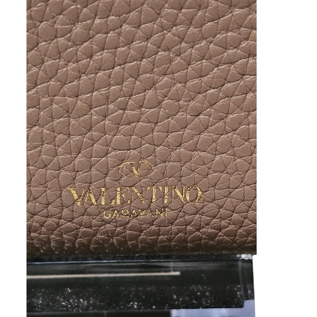 Valentino Garavani Rockstud Pebble Leather Zip Around Continental Wallet