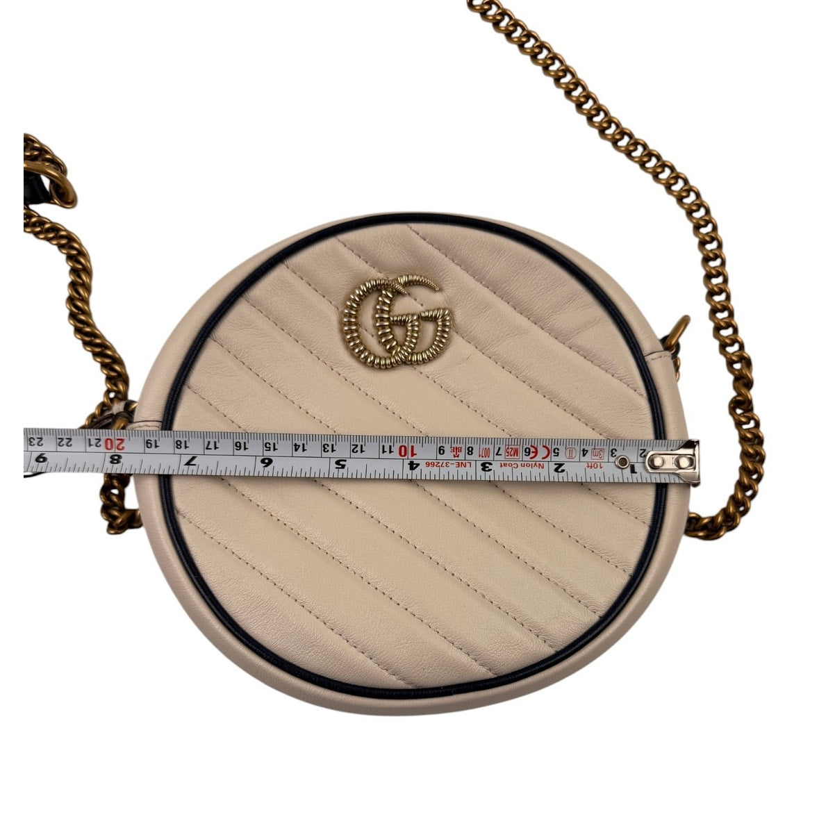 Gucci GG Marmont Round Shoulder Bag Matelasse  Mystic White Leather Mini