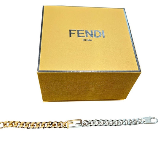 Fendi TIMELESS Baguette Palladium and Gold Colored Bracelet