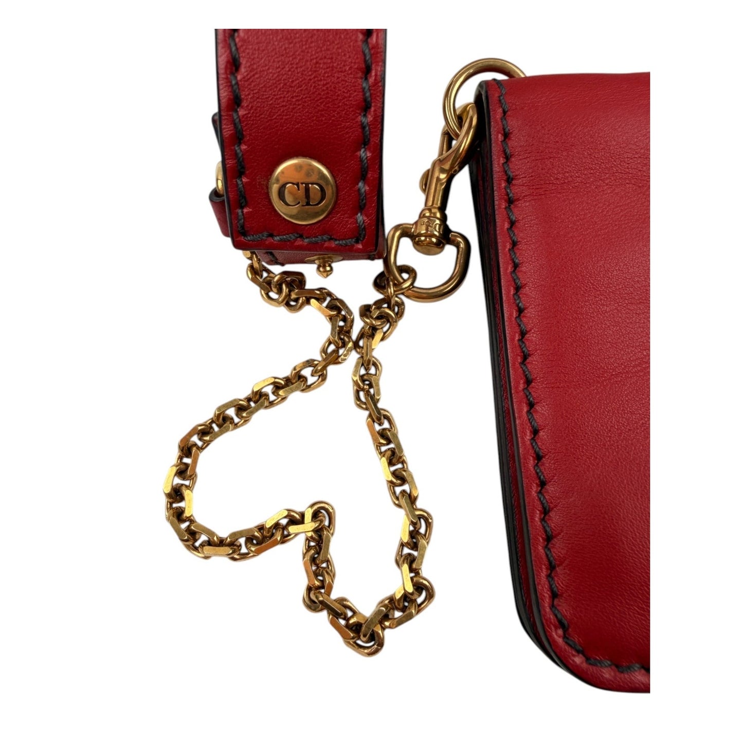 Dior Dioramour Red Clutch with Chained Wristlet