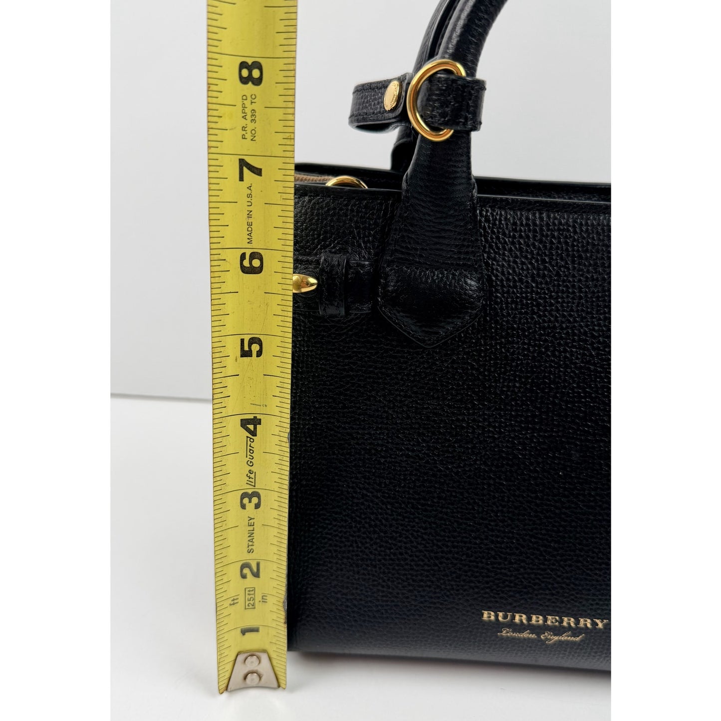 Burberry Banner Tote Leather and House Check Canvas Small