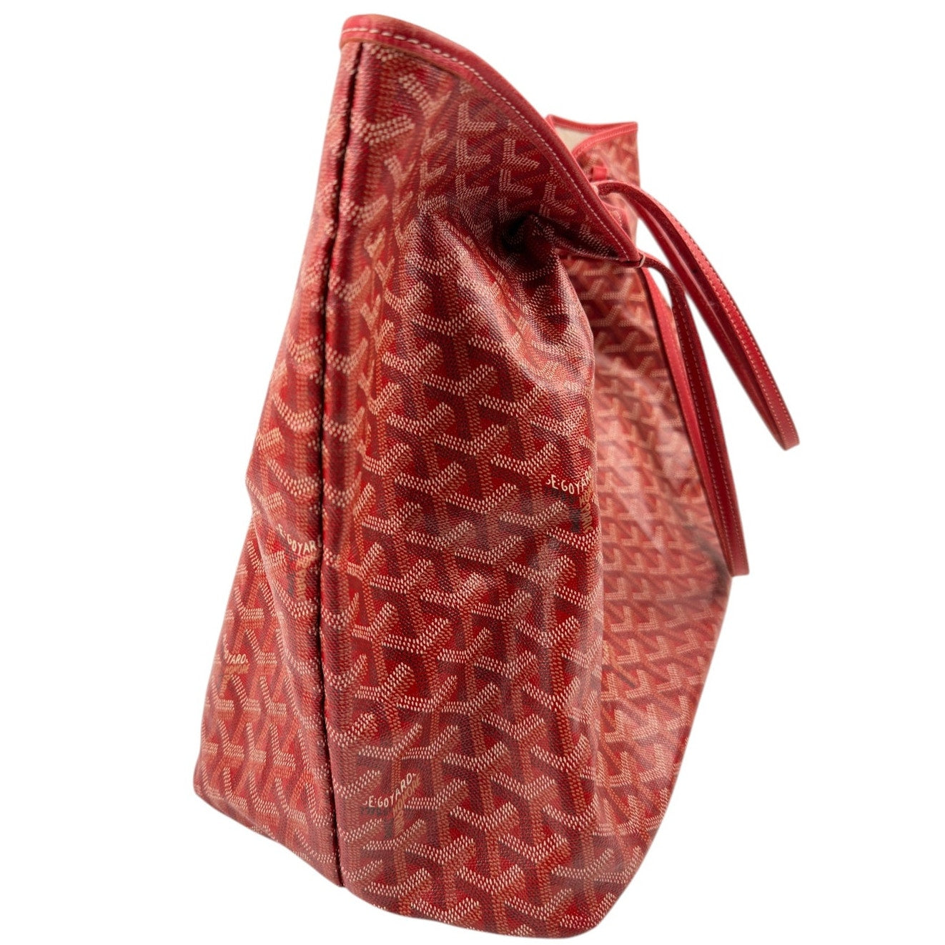 GOYARD Herringbone Saint Louis GM Tote Bag PVC with Pouch Red