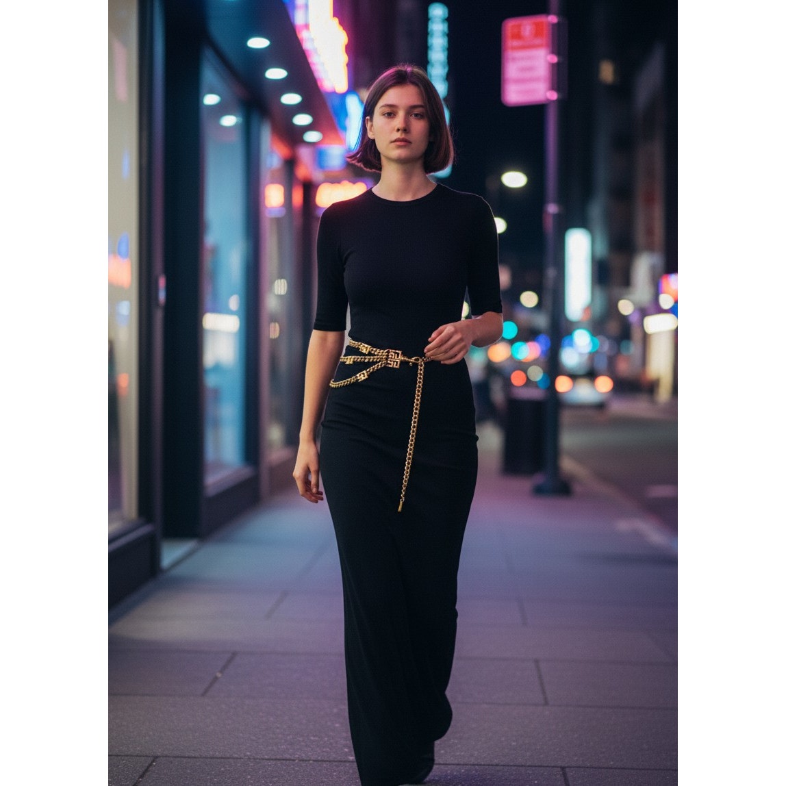 St. John Gold SJ Logo Layered Chain Belt Vintage