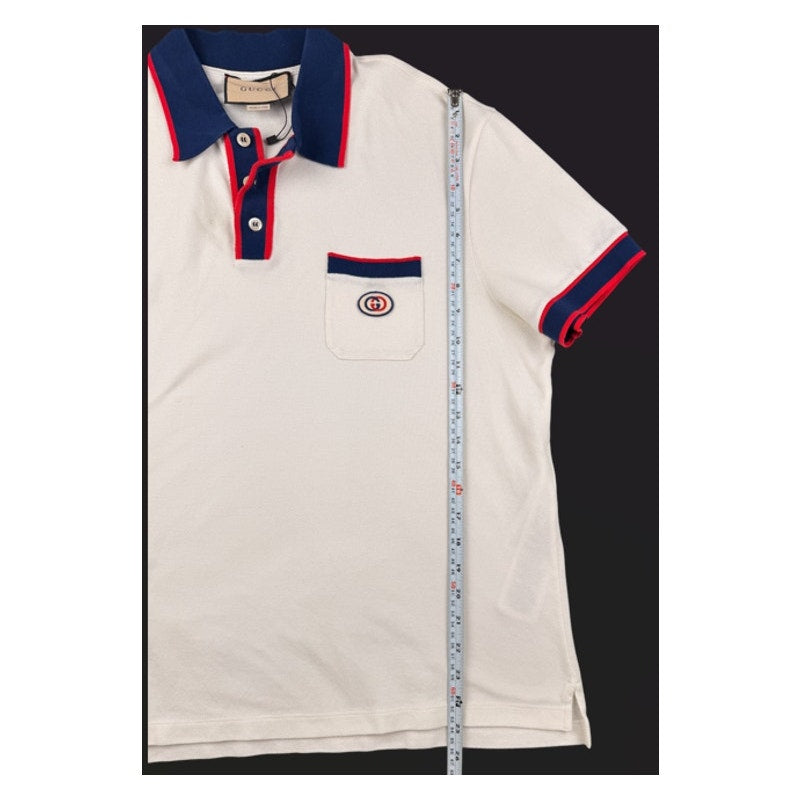 Gucci Cotton Piquet Polo with Interlocking G patch Sz Large
