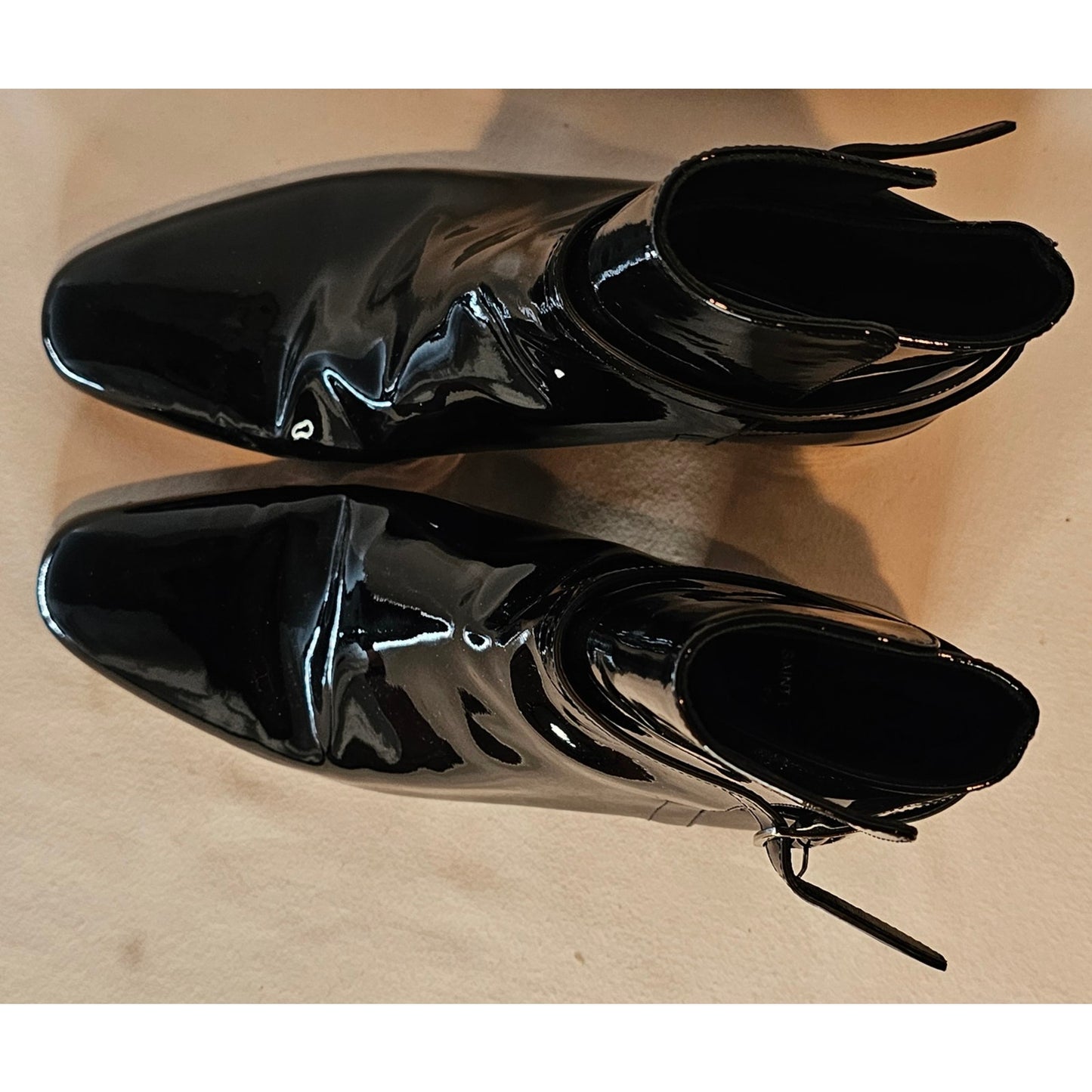 Saint Laurent Clementi Ankle Boot in black patent leathe