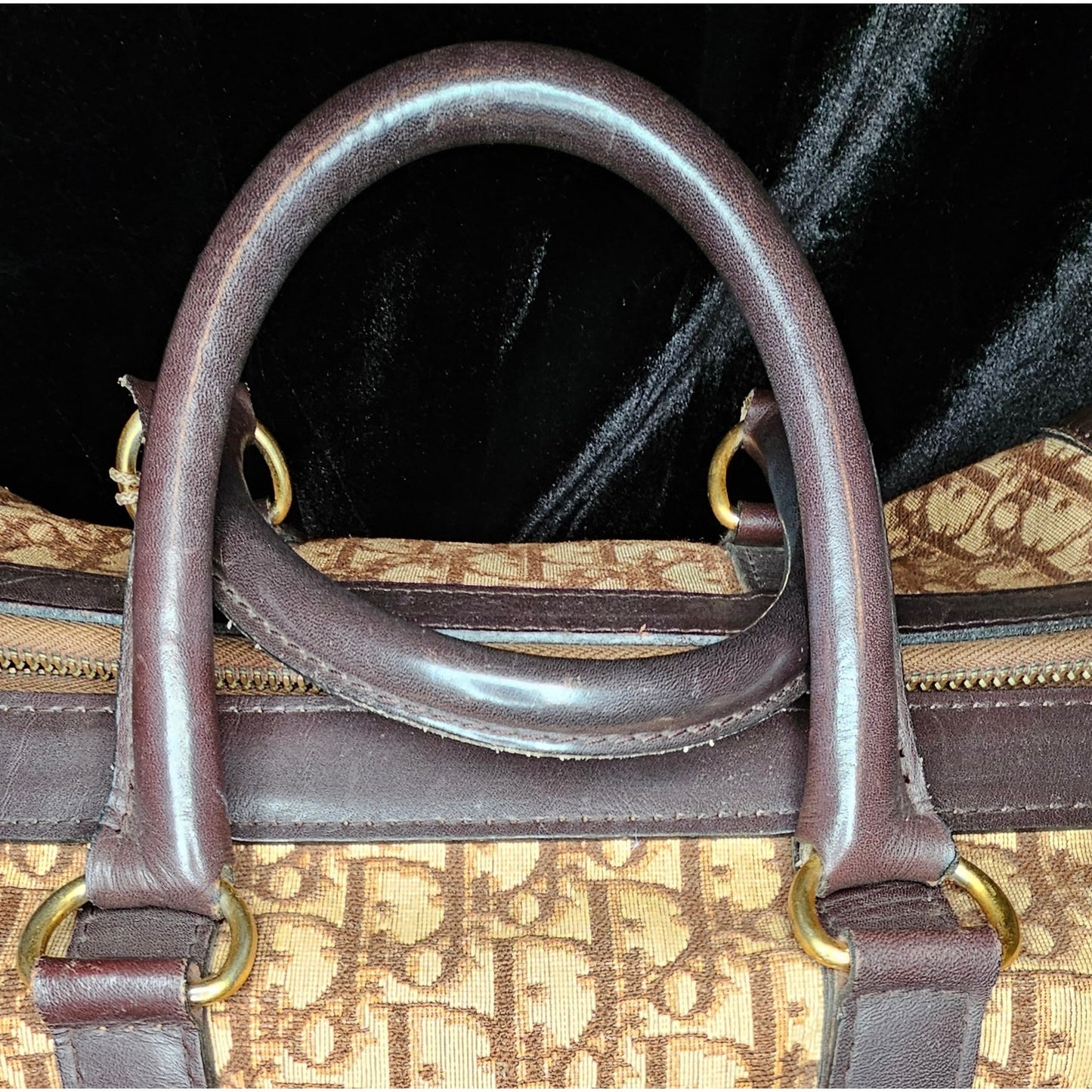 CHRISTIAN DIOR 1960s RARE Early Oblique Monogram Box Travel Bag