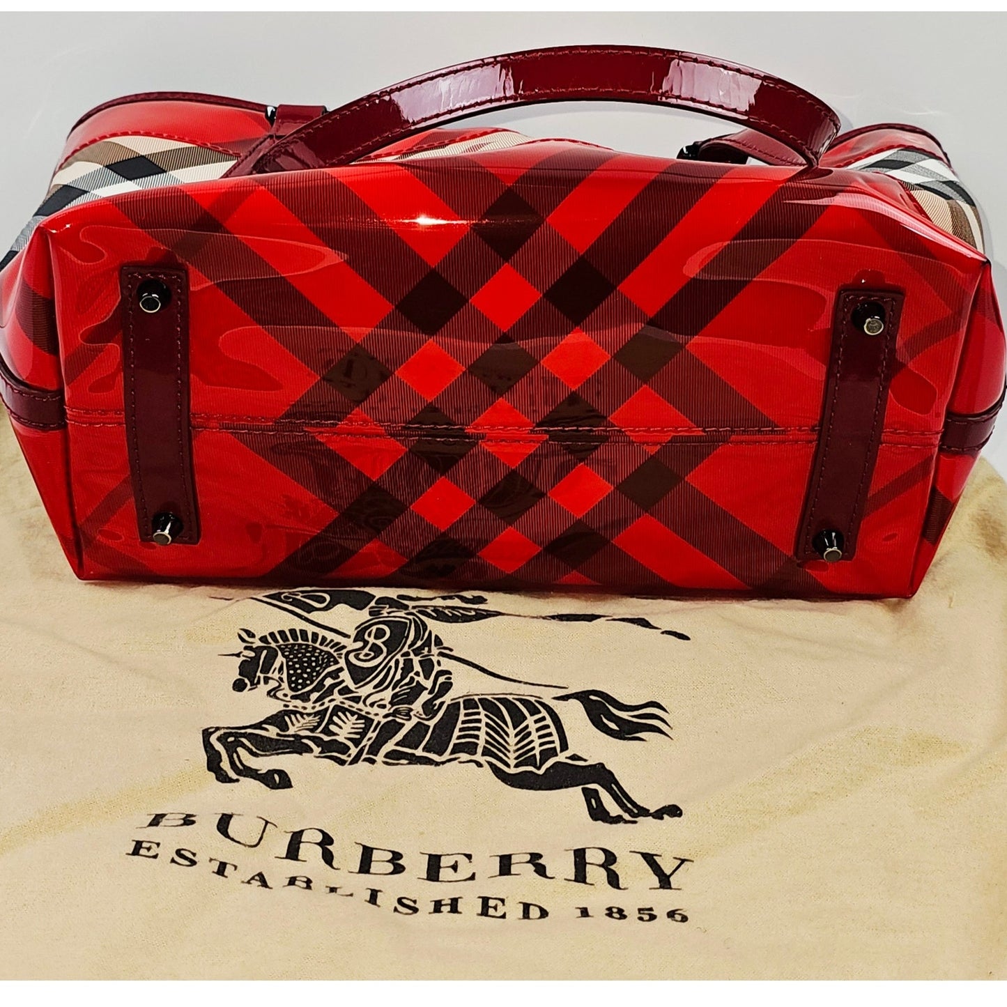 Burberry Red Nova Check Coated Canvas/Vinyl Tote