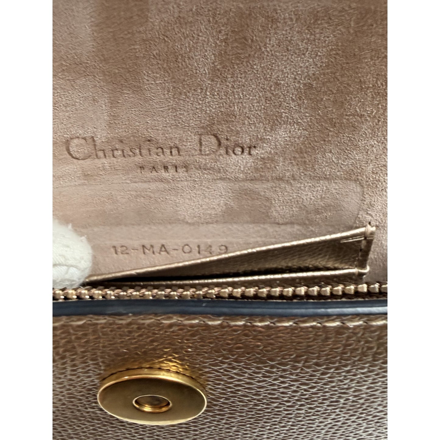 Christian Dior Metallic Grained Calfskin Saddle Belt Bag in gold