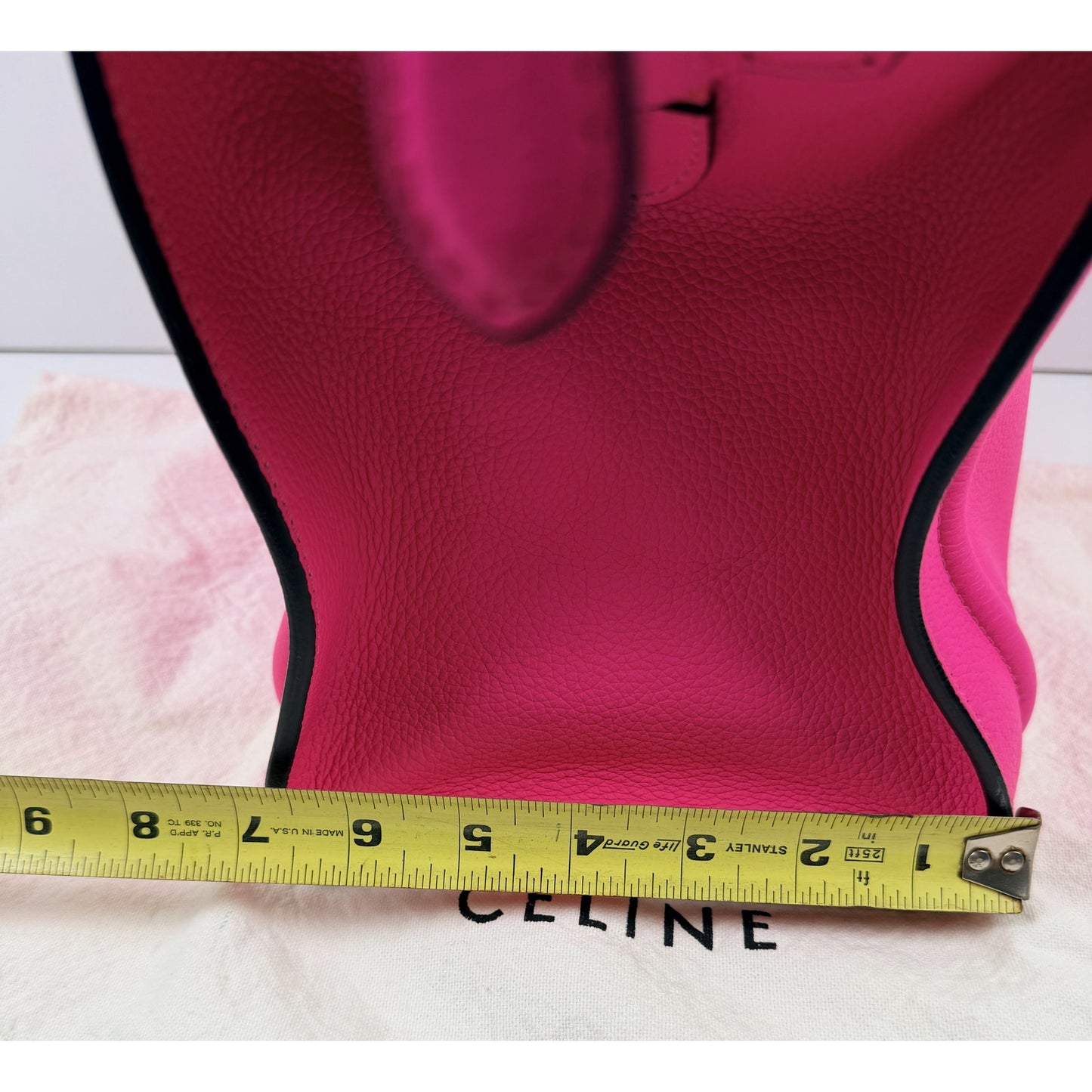 Celine Fluo Pink Drummed Leather Mini Luggage Tote Bag