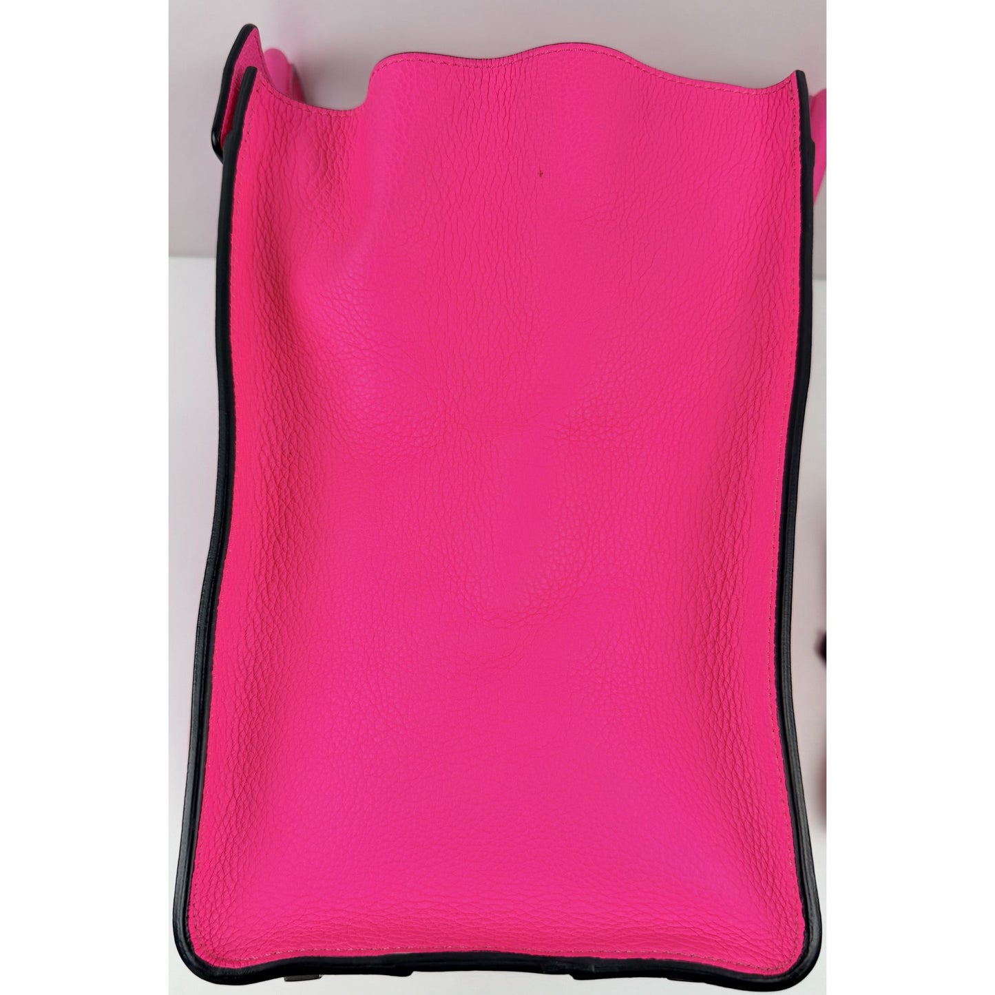 Celine Fluo Pink Drummed Leather Mini Luggage Tote Bag