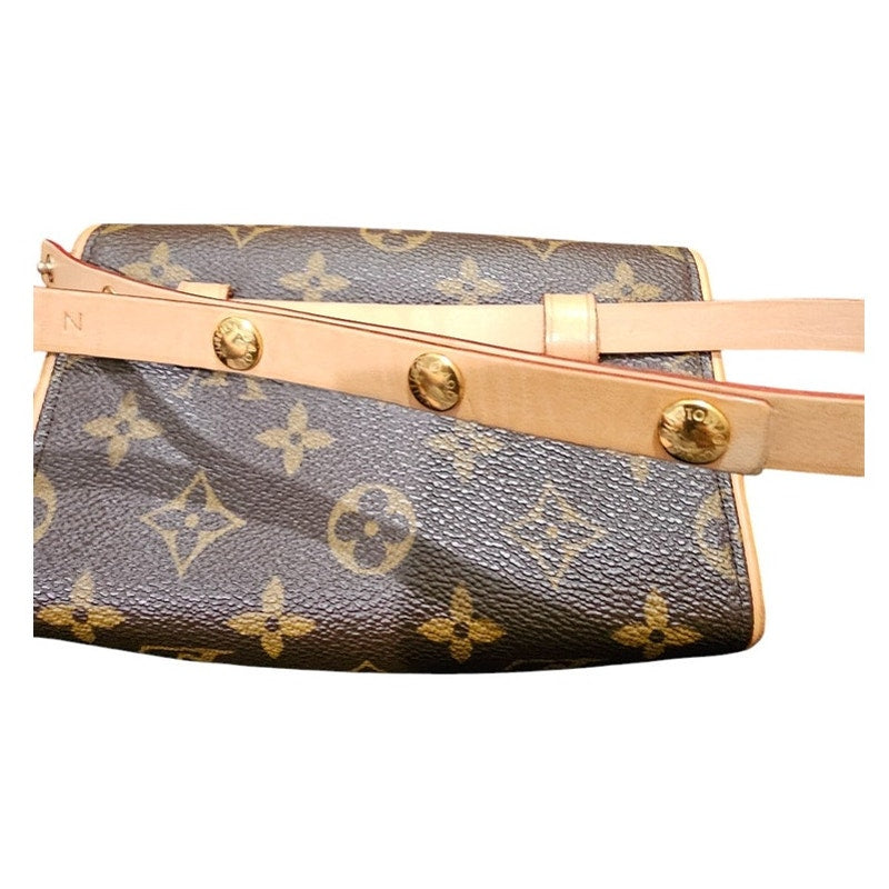 Louis Vuitton Pochette Florentine Monogram (With Snap Leather Belt) Brown XS