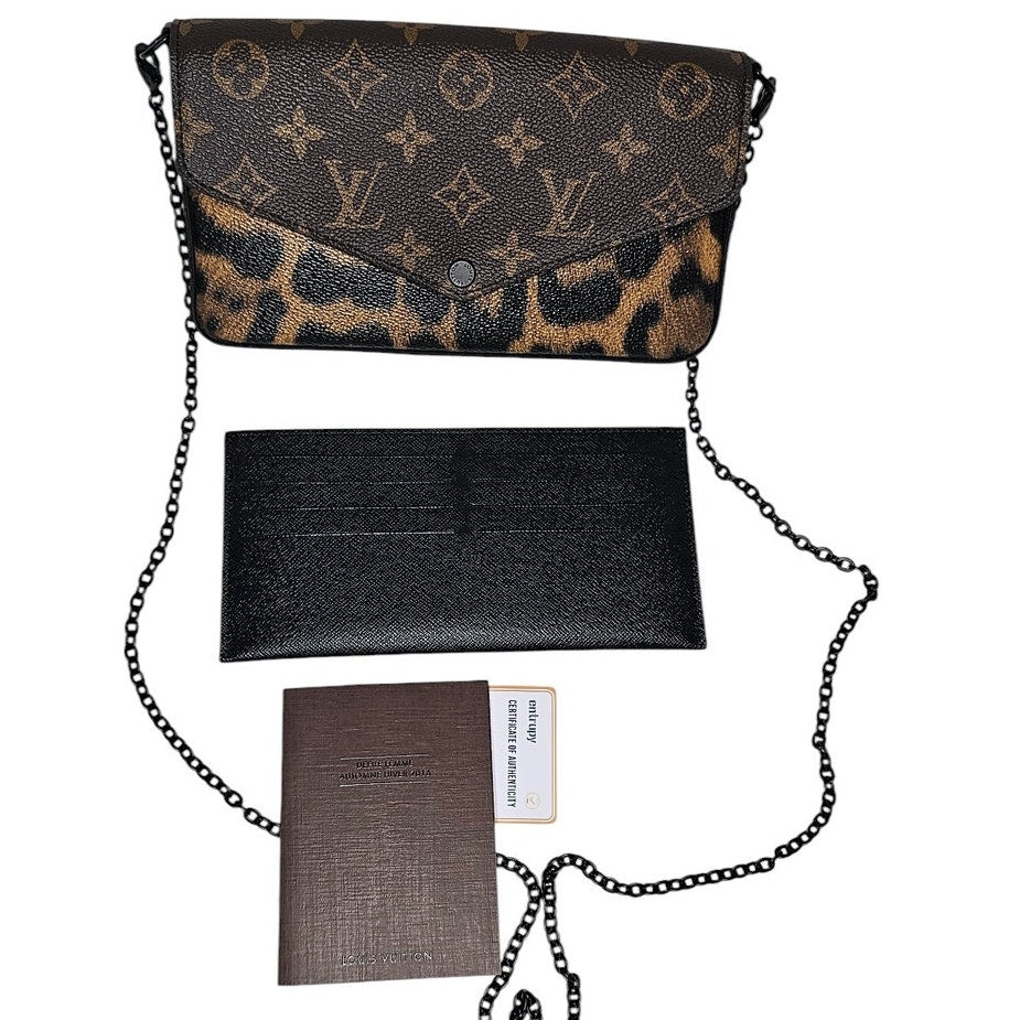 Louis Vuitton Felicie Pochette Monogram Canvas and Wild Animal Print