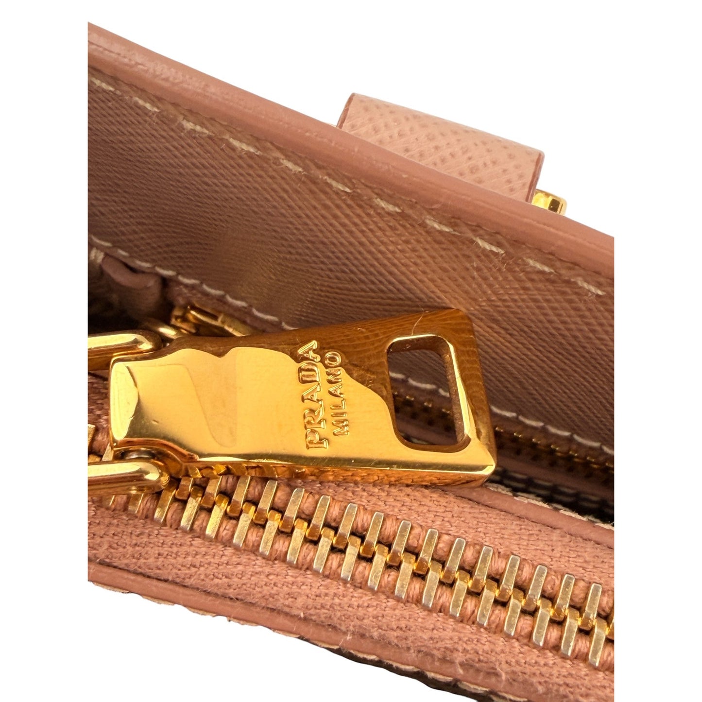 Prada  Nude/Pink Saffiano Leather Galleria Double Zip