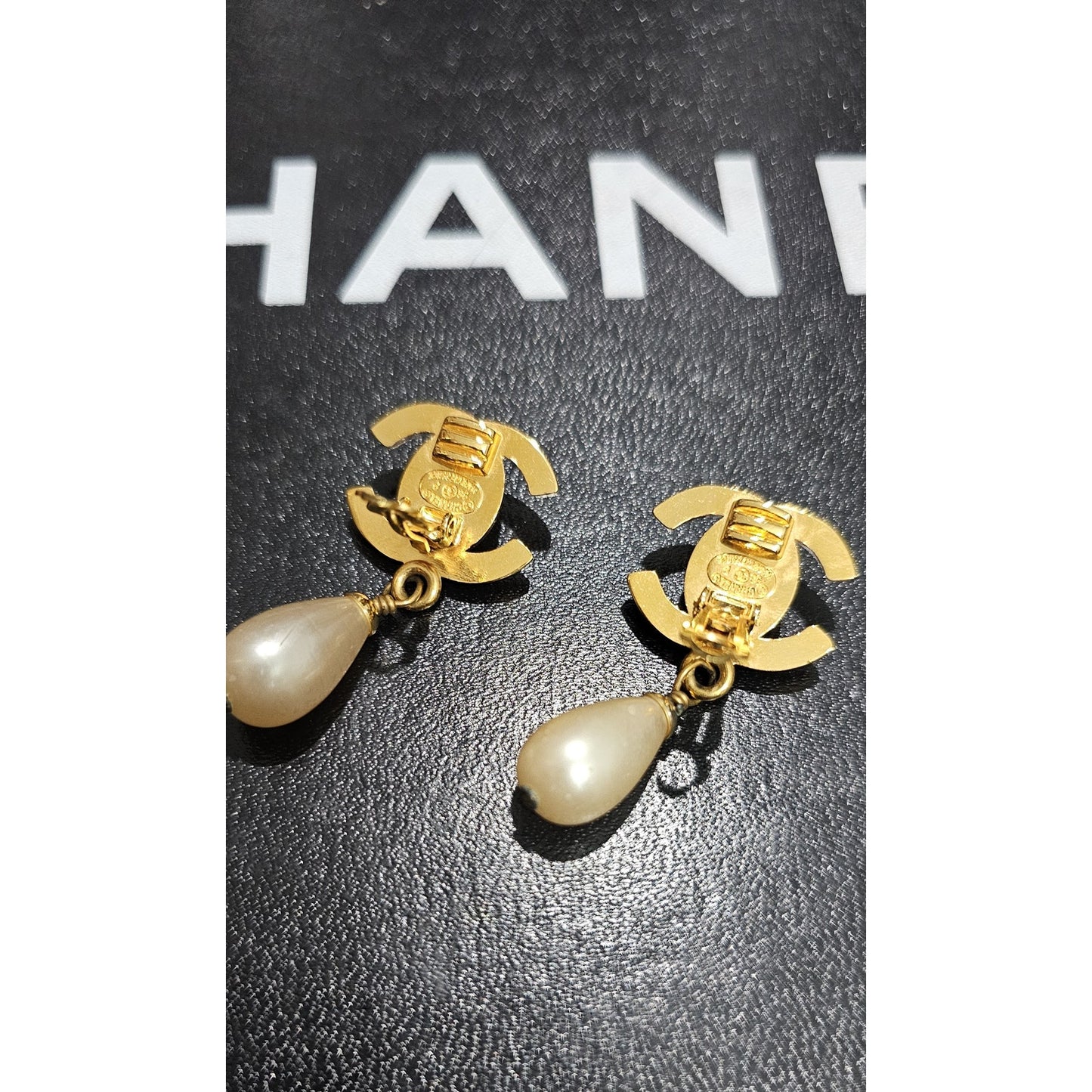 Chanel Classic CC Turnlock and Pearl Drop Earrings 24K Gold Plated