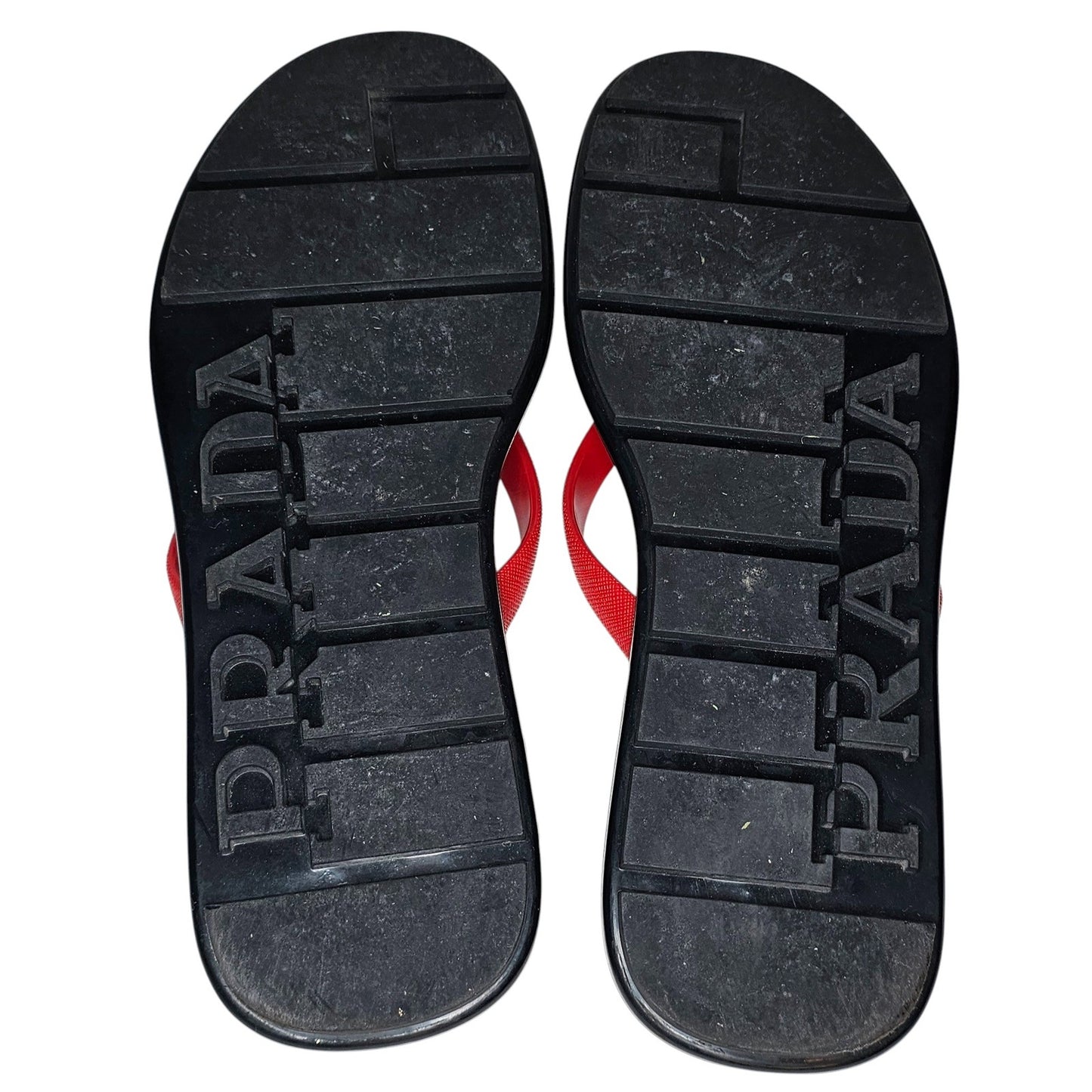 Prada Men's Sport Black & Red Rubber Thong Flip Flops