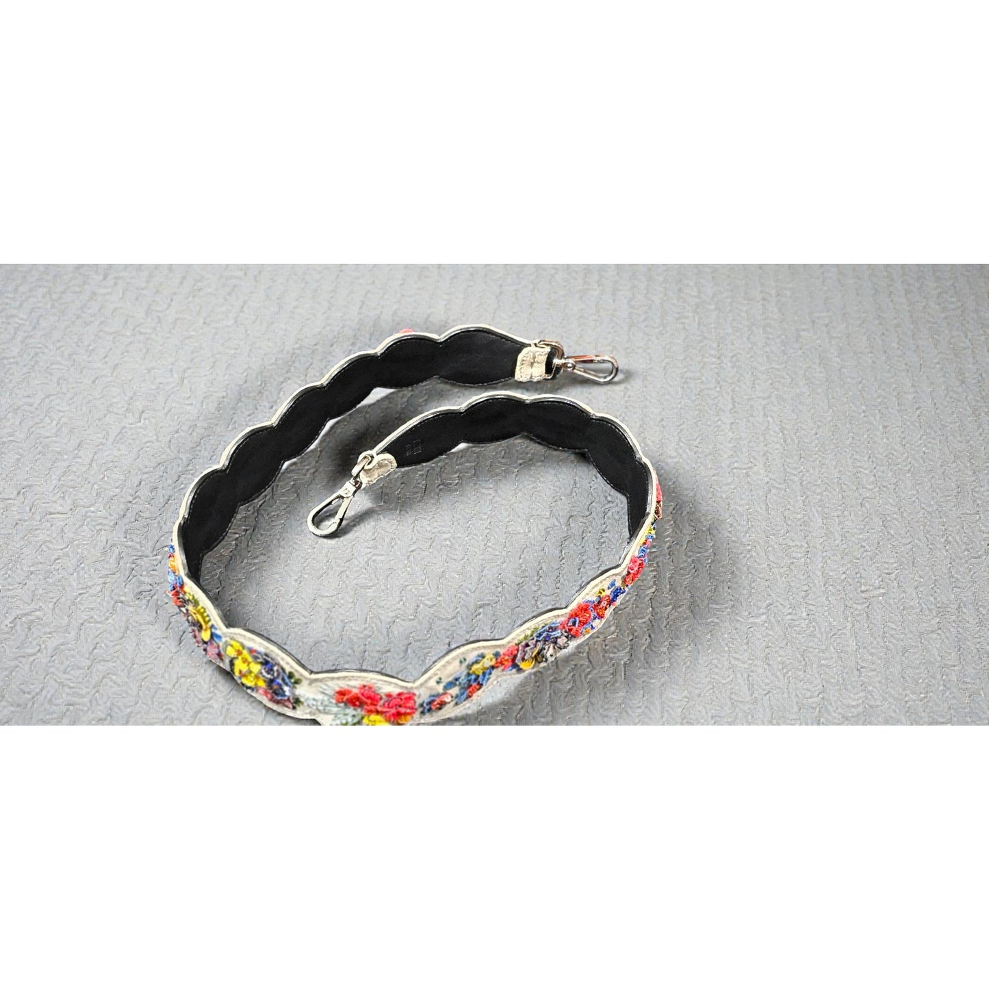 Fendi Multicolor Embroidered Beads Floral Shoulder Strap / Guitar Strap