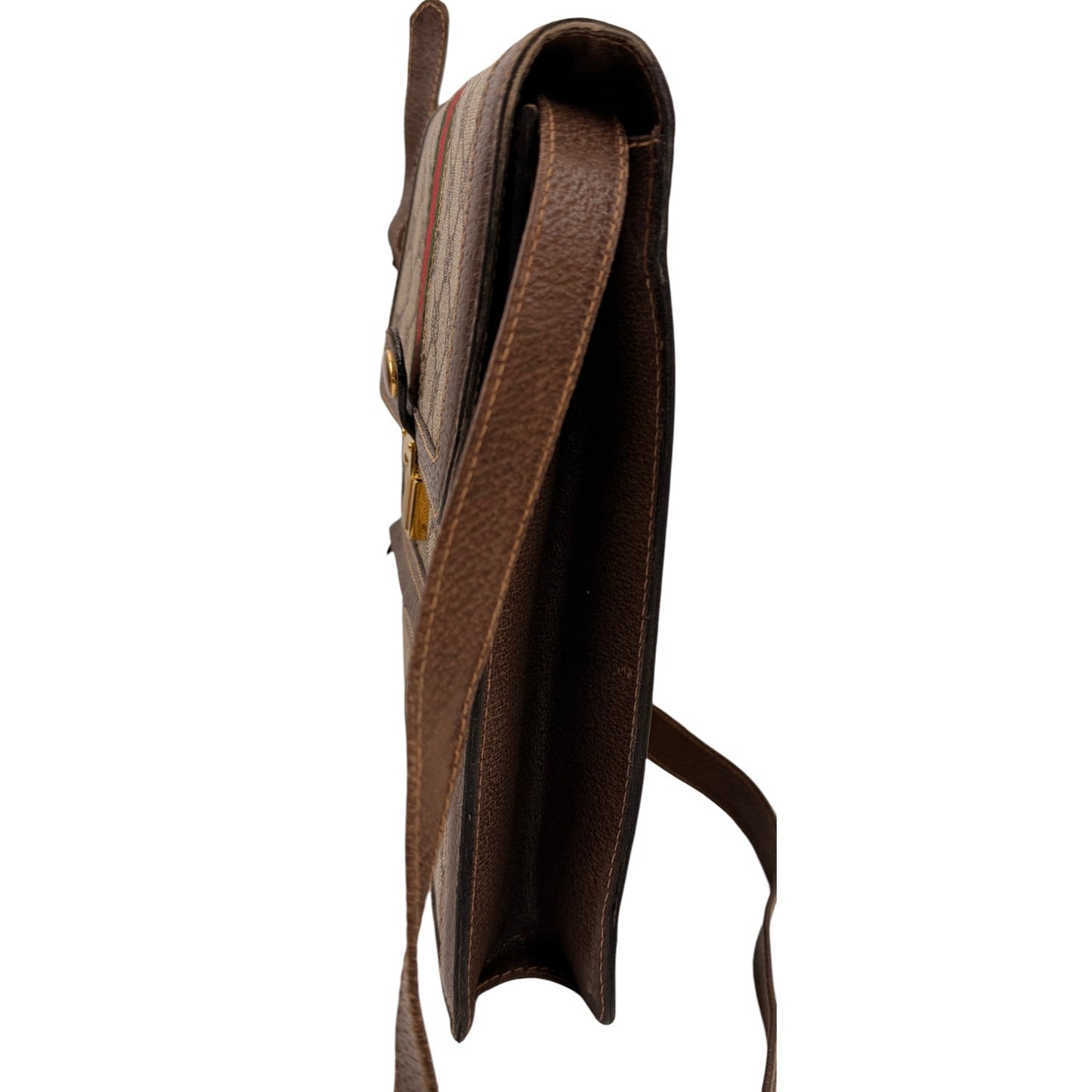Gucci Vintage Vertical Canvas Shoulder Bag with Monogram and Stripes