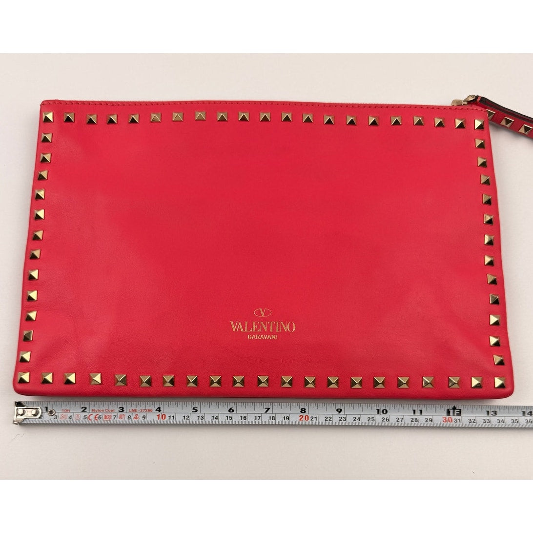 Valentino Nappa Leather Rockstud Large Clutch Bag