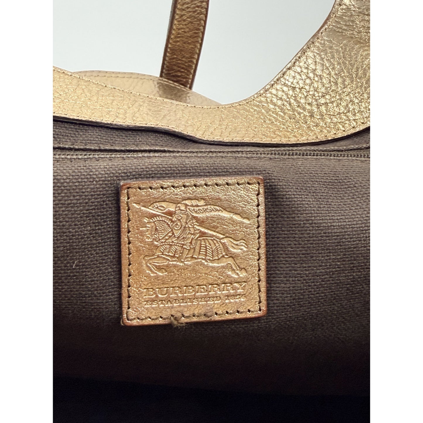 Burberry Burberry Haymarket Check Gold Coated Canvas Shoulder Bag