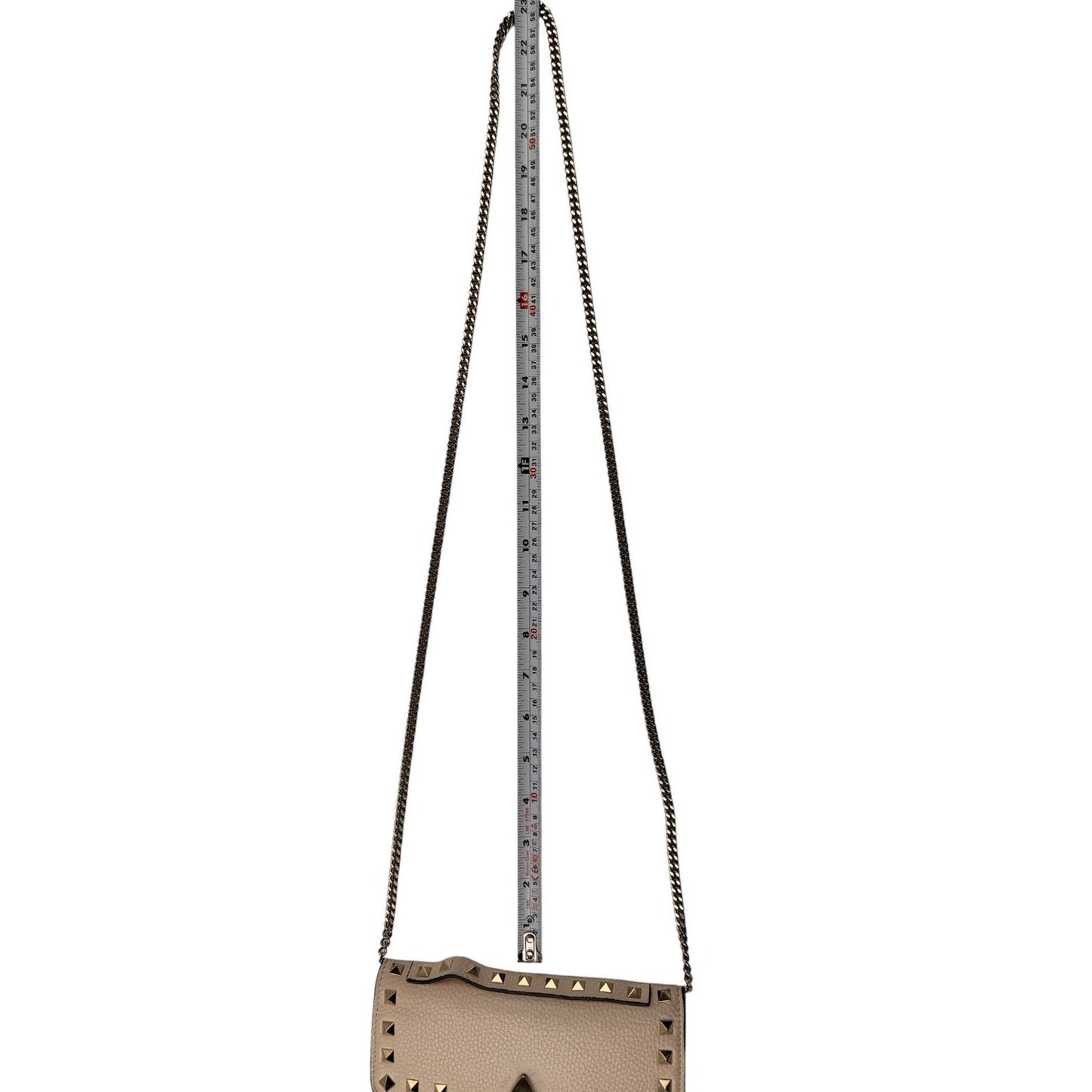 Valentino Garavani Rockstud  leather wallet on chain Ivory