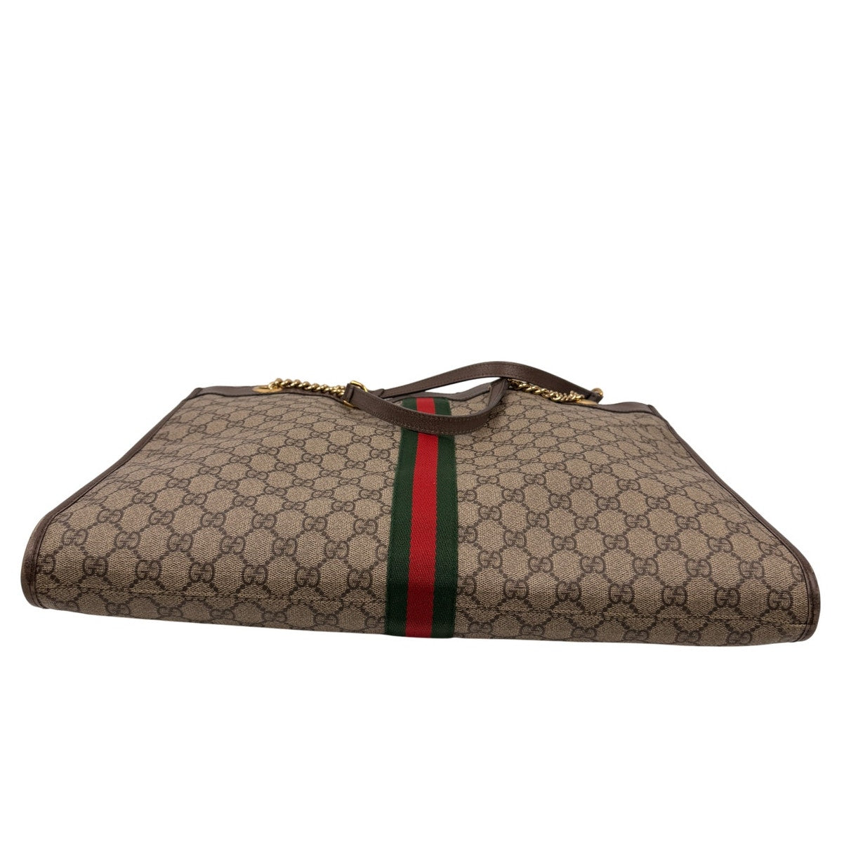 Gucci Rajah Large Tote Bag in GG Supreme canvas, featuring a tiger head detail and chain straps