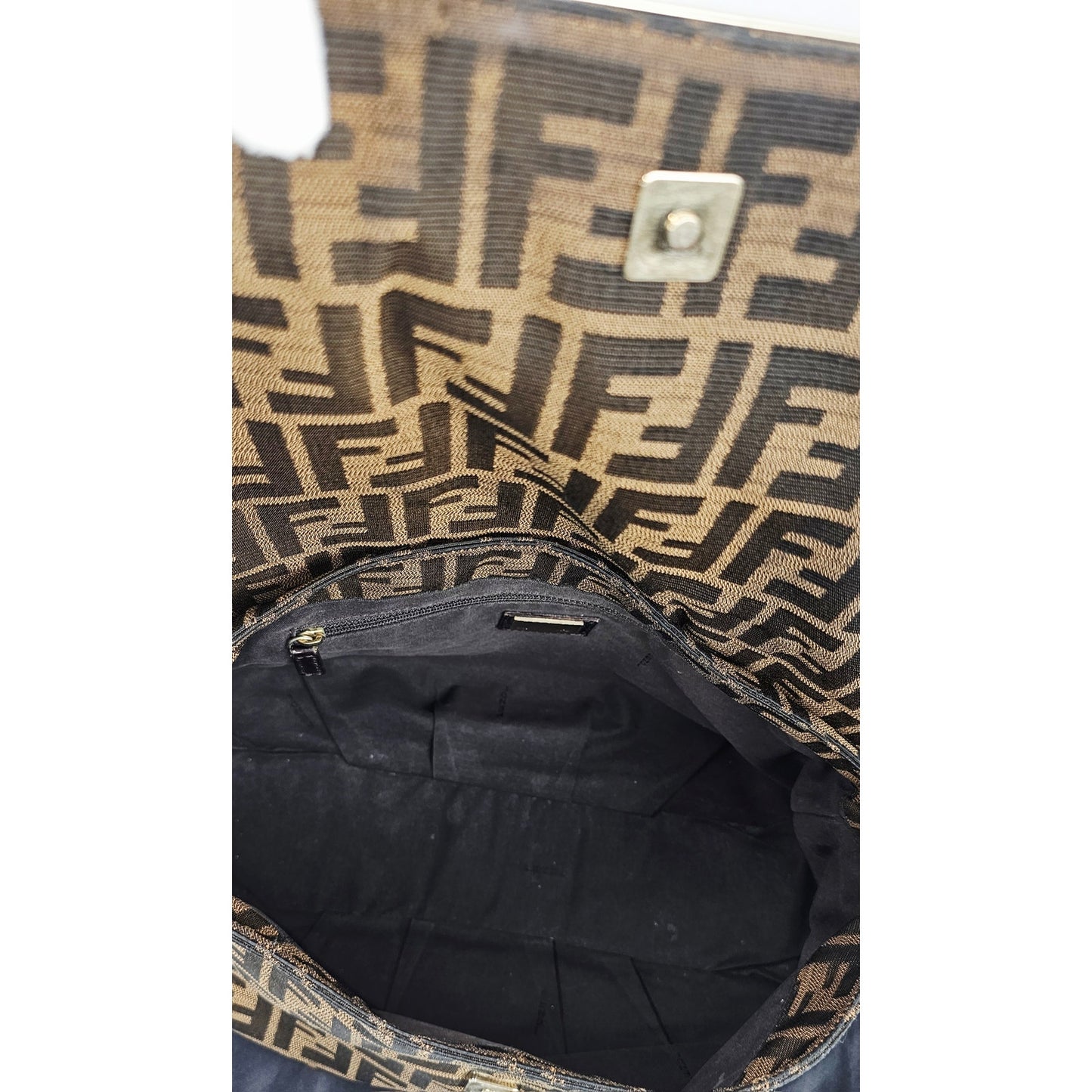 Fendi Tobacco Zucca Print Canvas Mia Flap Shoulder Bag
