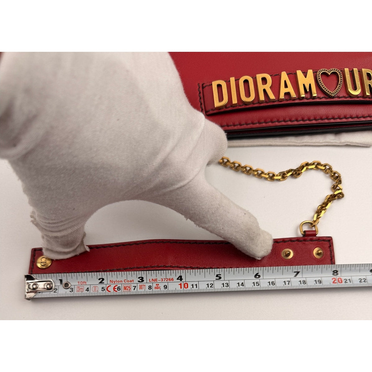 Dior Dioramour Red Clutch with Chained Wristlet