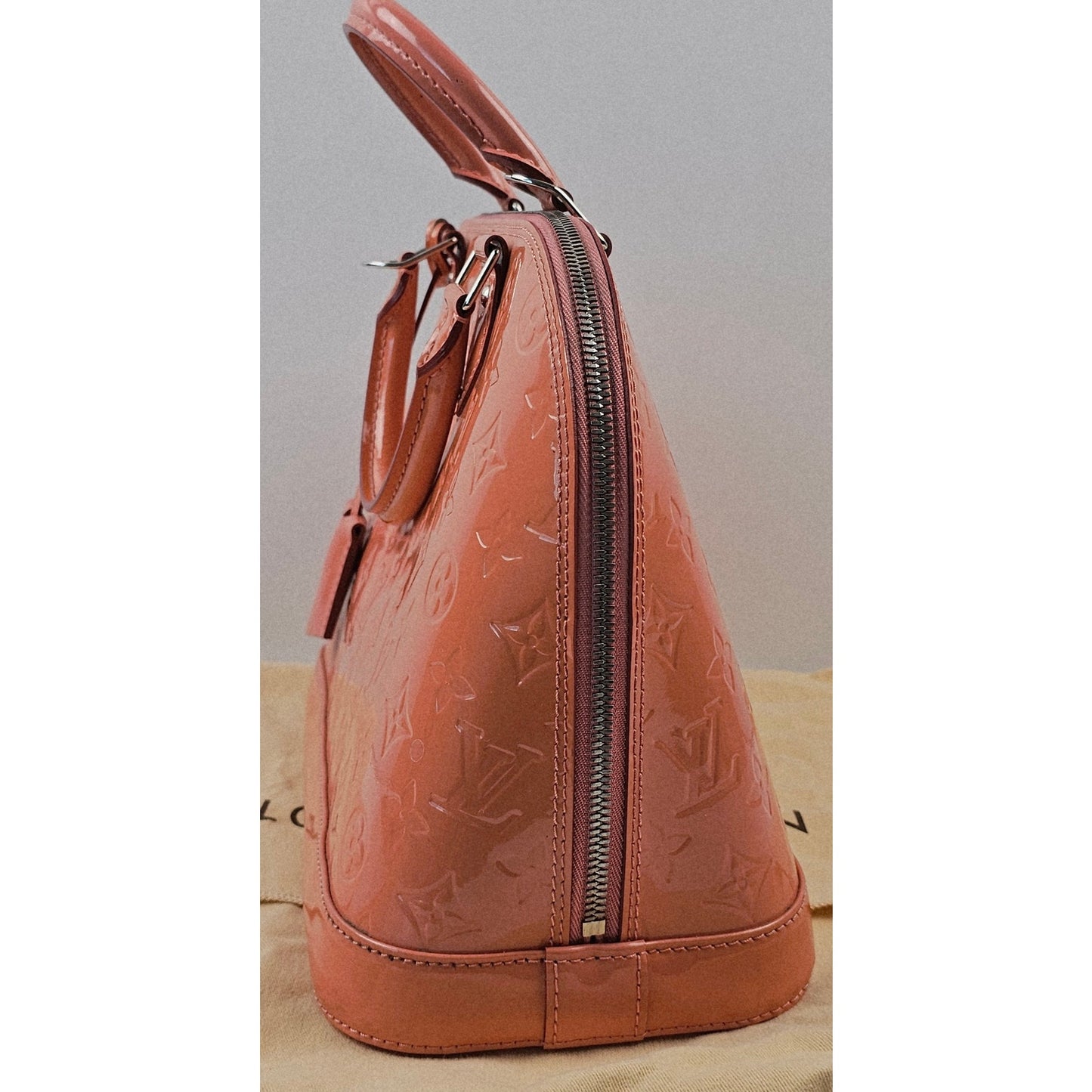Louis Vuitton Rose Litchi Monogram Vernis Alma PM Bag