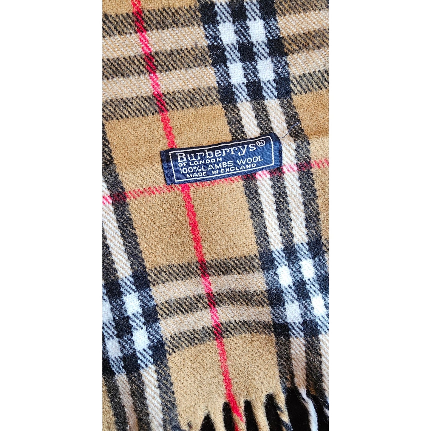 BURBERRYs of London 100% Lambswool BEIGE Scarf Nova Check Vintage (2)