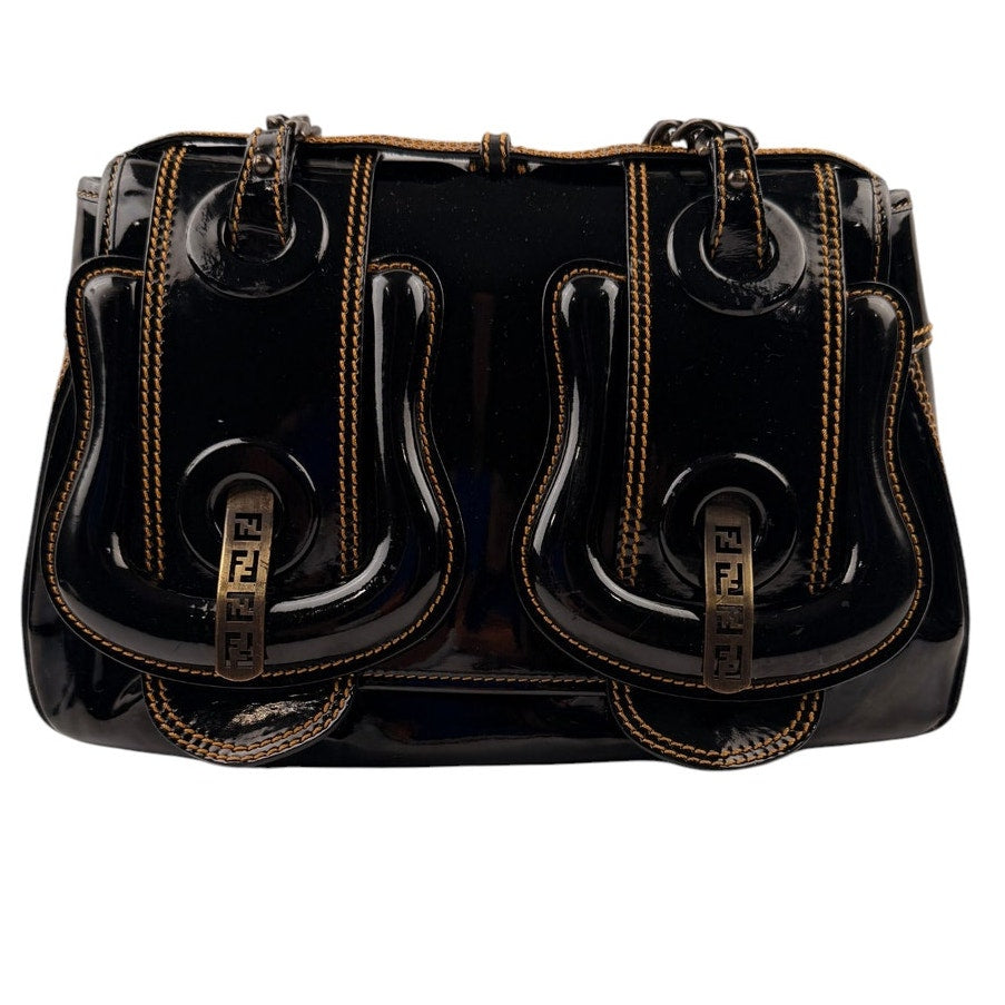Fendi Black Patent Leather B Bag