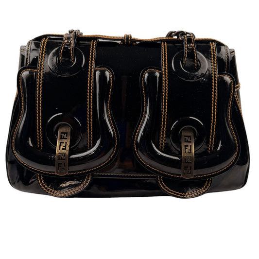 Fendi Black Patent Leather B Bag