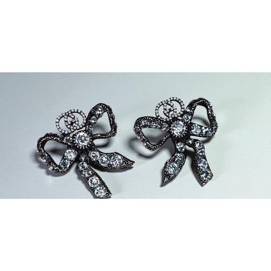 Gucci Silver Crystal Bow Earring