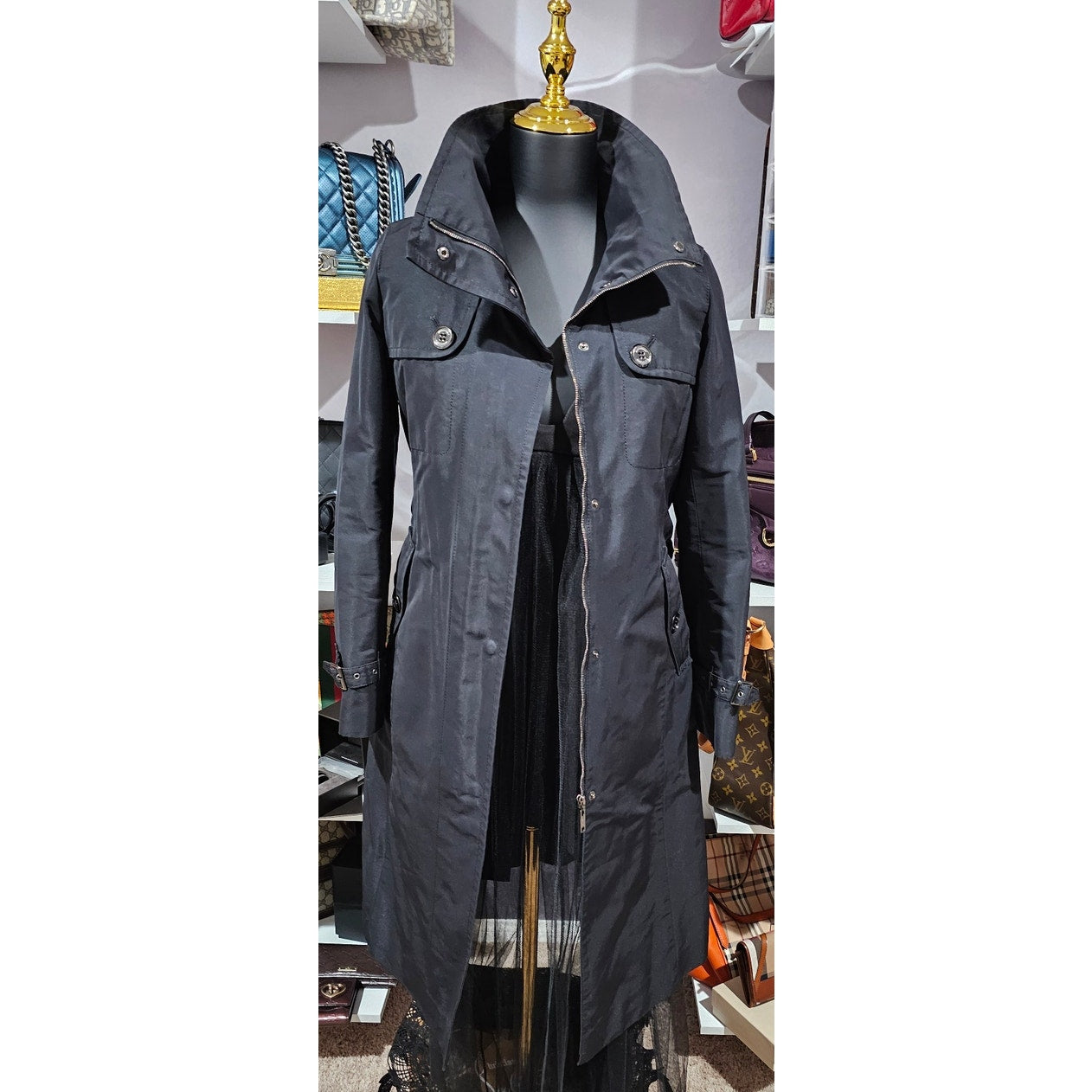 Burberry Belted Trench Coat with Nova Check Lining & Detachable Vest