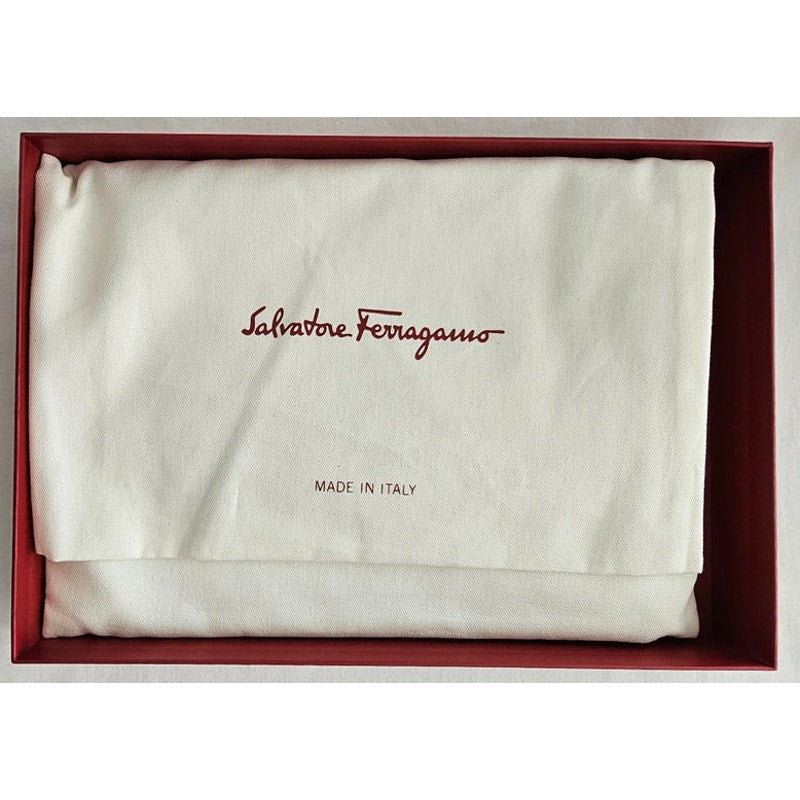 Salvatore Ferragamo Brown Pebbled Leather Clutch Bag