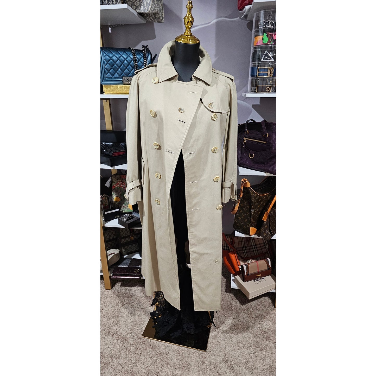 Burberry Vintage Belted Trench Coat with Nova Check Lining